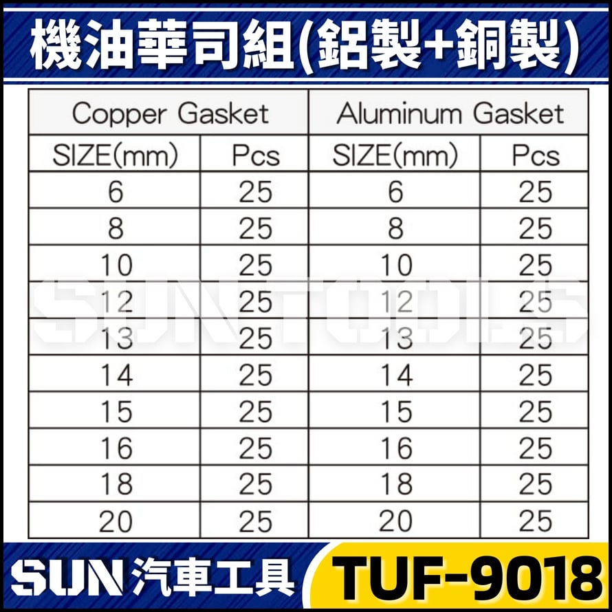 TUF-9018 500件 機油華司組(鋁製+銅製)
