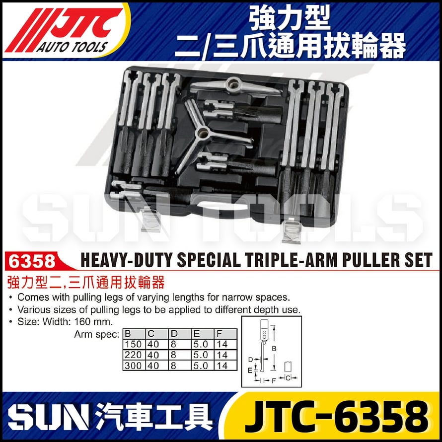 JTC-6358 強力型二 / 三爪通用拔輪器