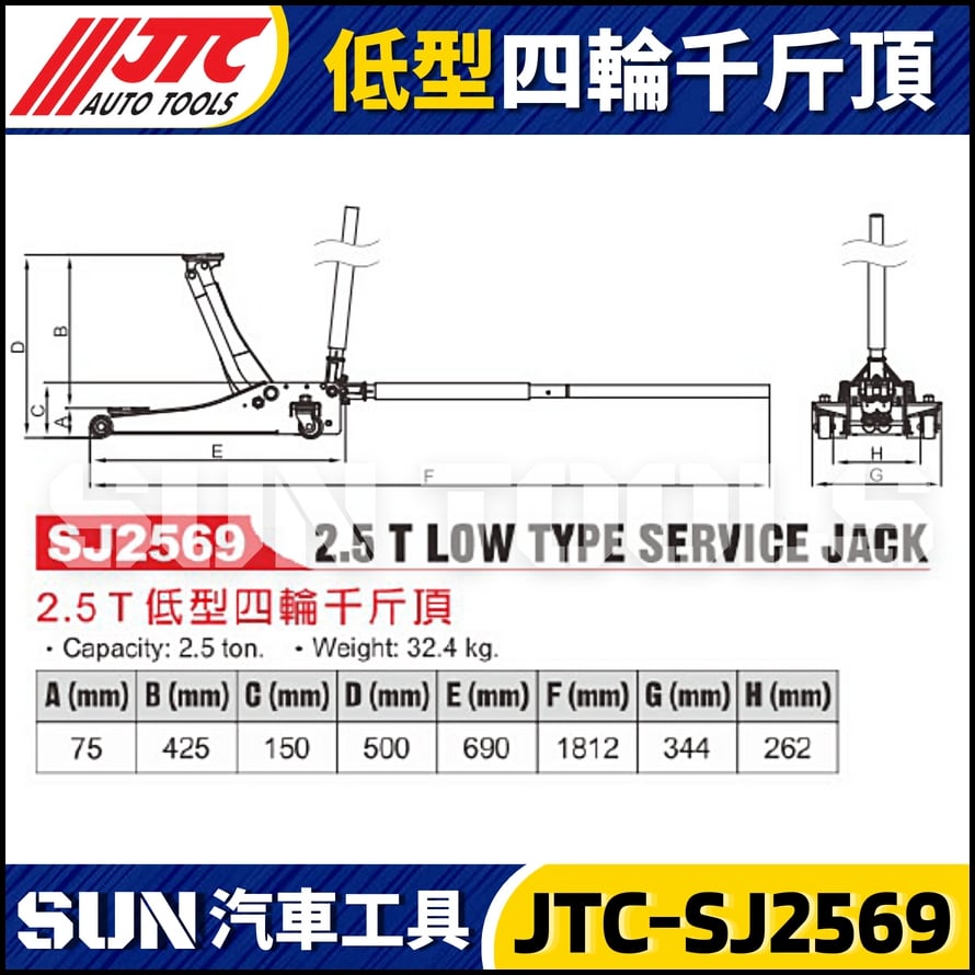JTC-SJ2569 2.5T低型四輪千斤頂