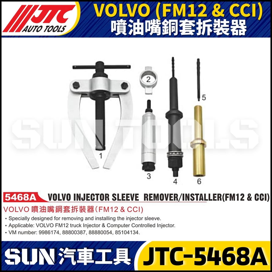 JTC-5468A VOLVO (FM12 & CCI) 噴油嘴銅套拆裝器