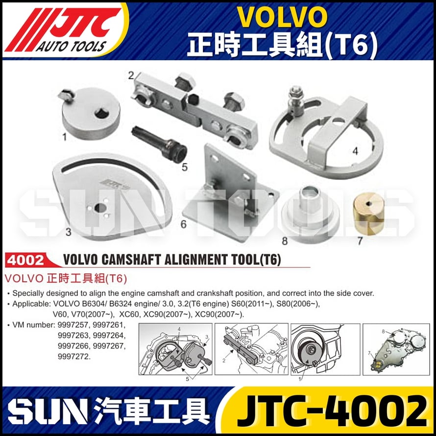 JTC-4002 VOLVO 正時工具組 (T6)
