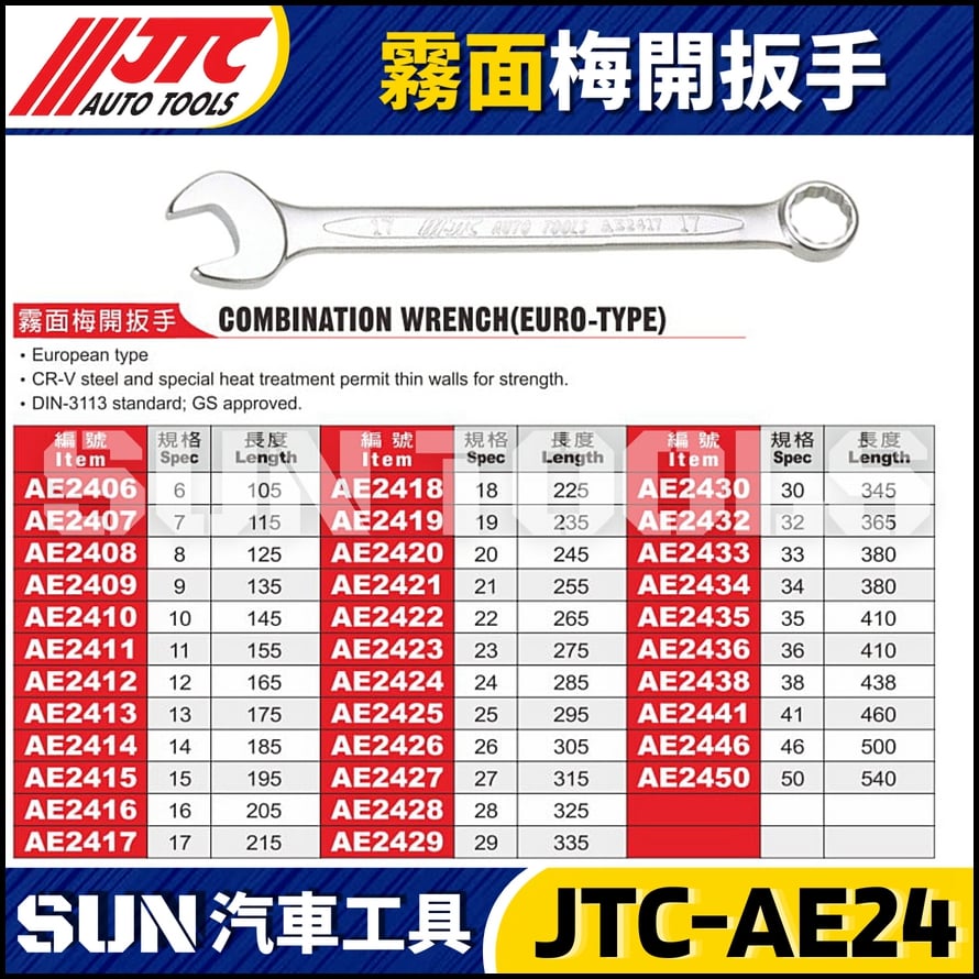 JTC-AE2406~AE50 霧面梅開扳手