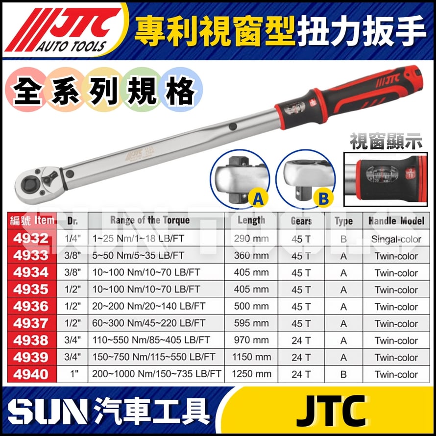 JTC-4937【4分】專利視窗型扭力扳手