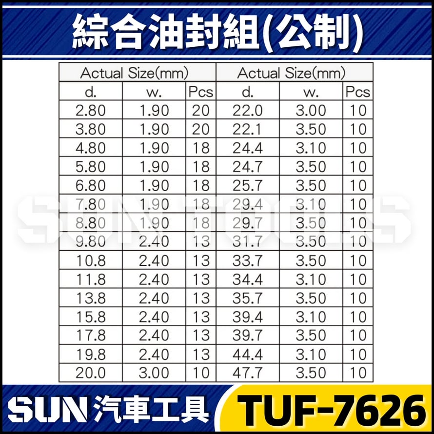 TUF-7626 382件 綜合油封組(公制)