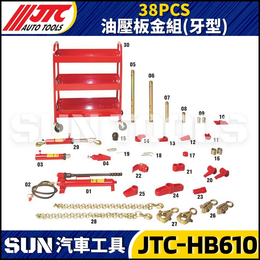 JTC-HB610 38PCS 油壓板金組 (牙型)