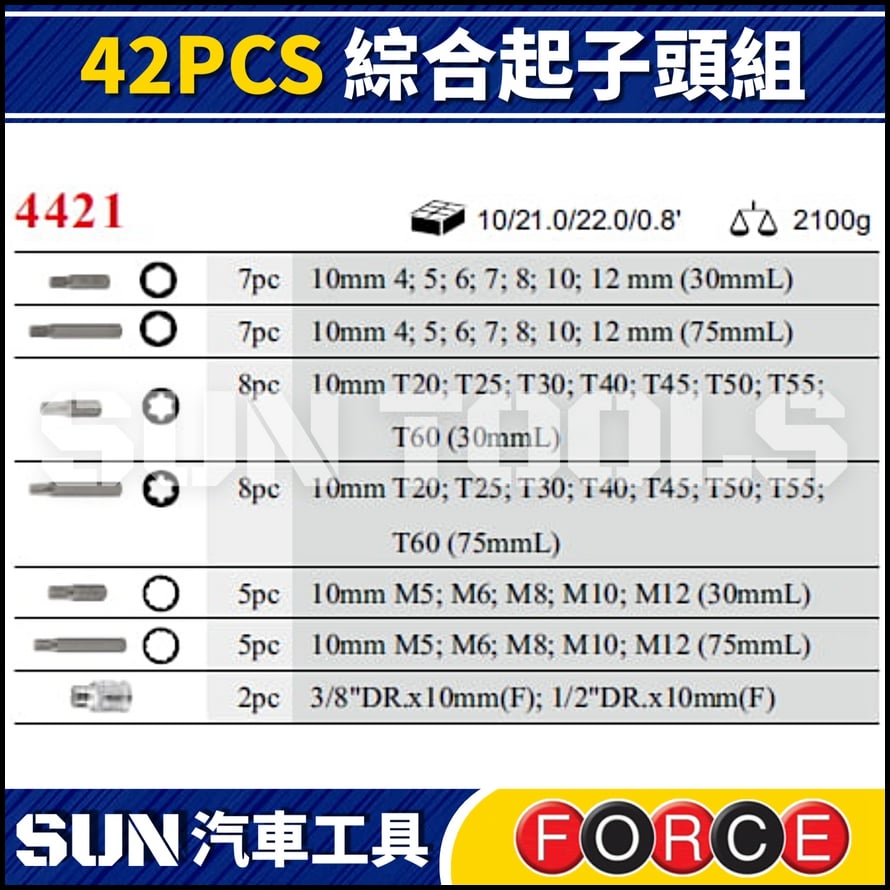 FORCE 42PCS 綜合起子頭組