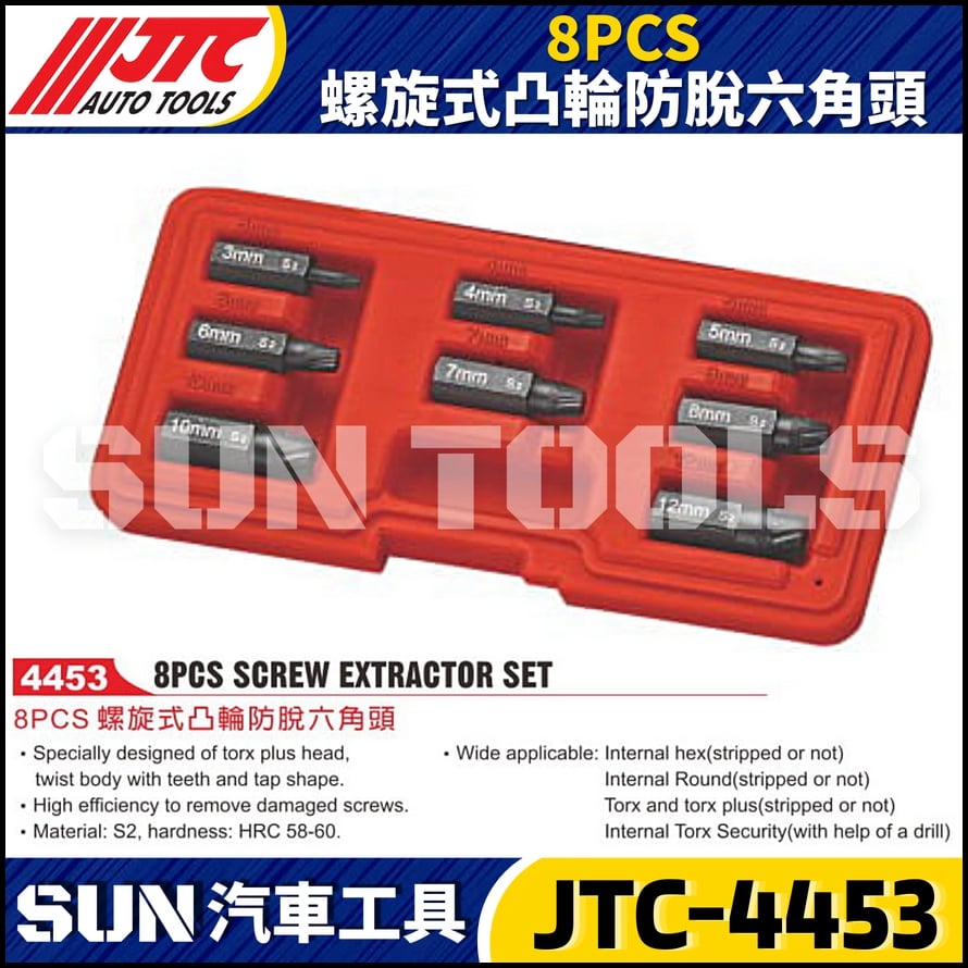 JTC-4453 8PCS 螺旋式凸輪防脫六角頭