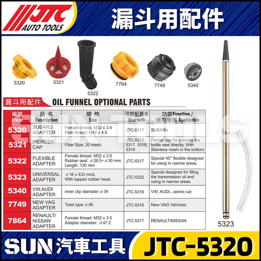 JTC-5320 5321 5322 5323 5340 7749 7864 漏斗用配件