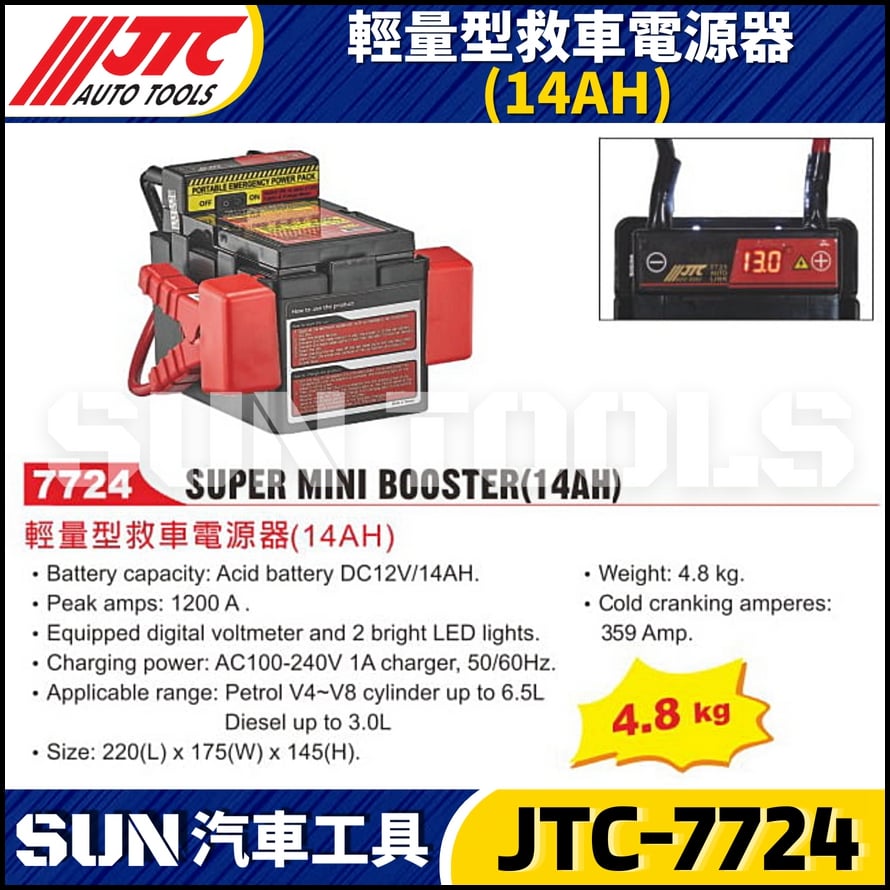 JTC-7724 輕量型救車電源器 (14AH)