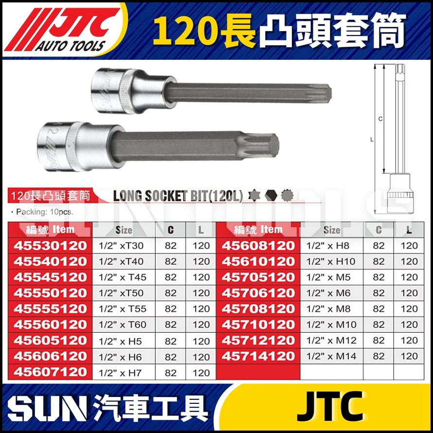 JTC 120長凸頭套筒
