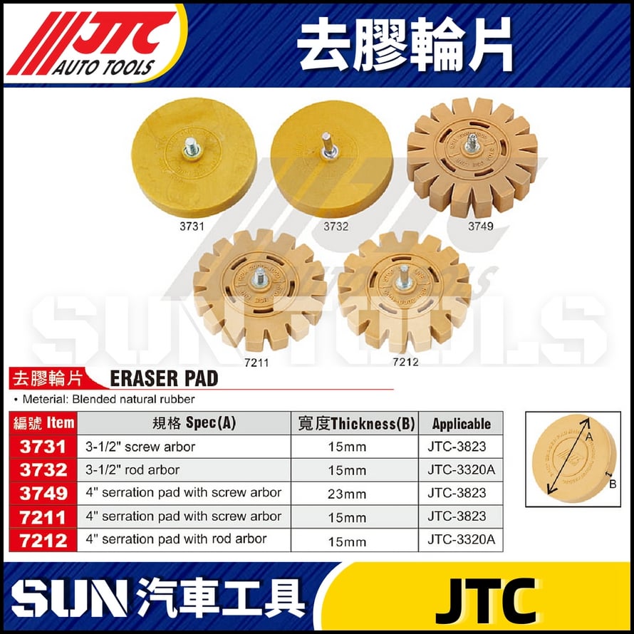 JTC-3731 3732 3749 7211 7212 去膠輪片