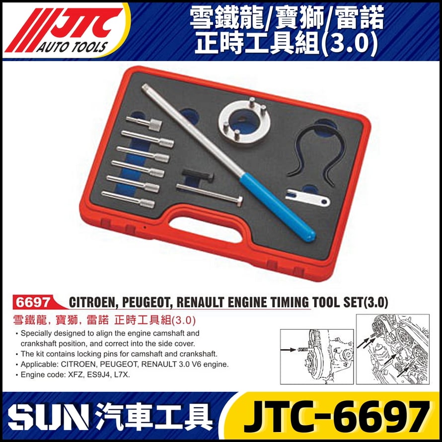 JTC-6697  雪鐵龍 / 寶獅 / 雷諾 正時工具組(3.0)