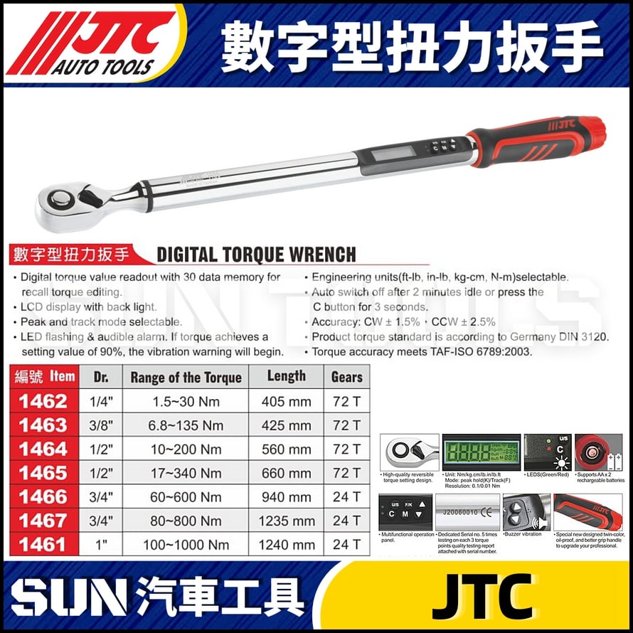 JTC-1462 1463 1464 1465 數字型扭力扳手