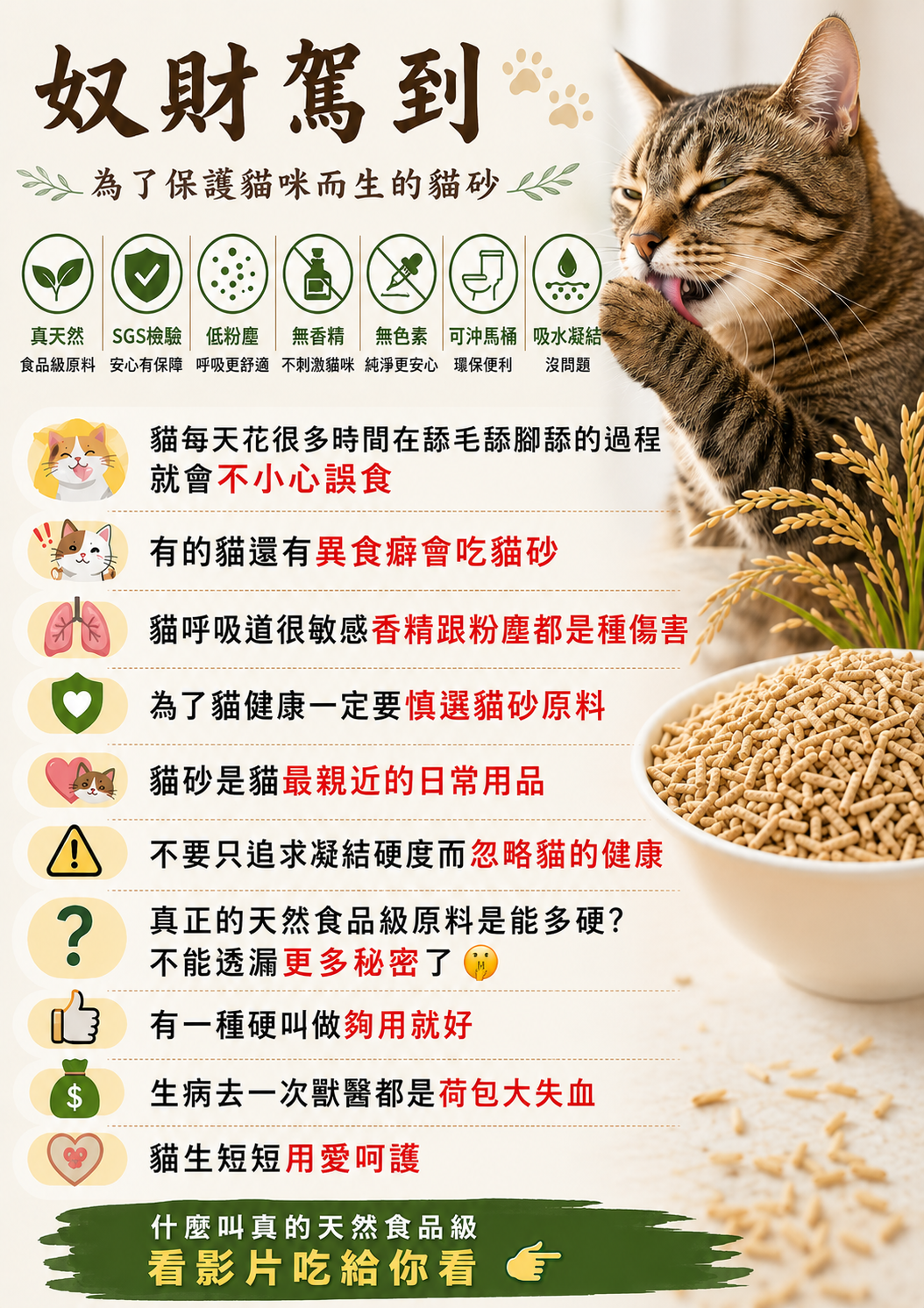 稻殼貓砂-1箱共6包/天然強效除臭
