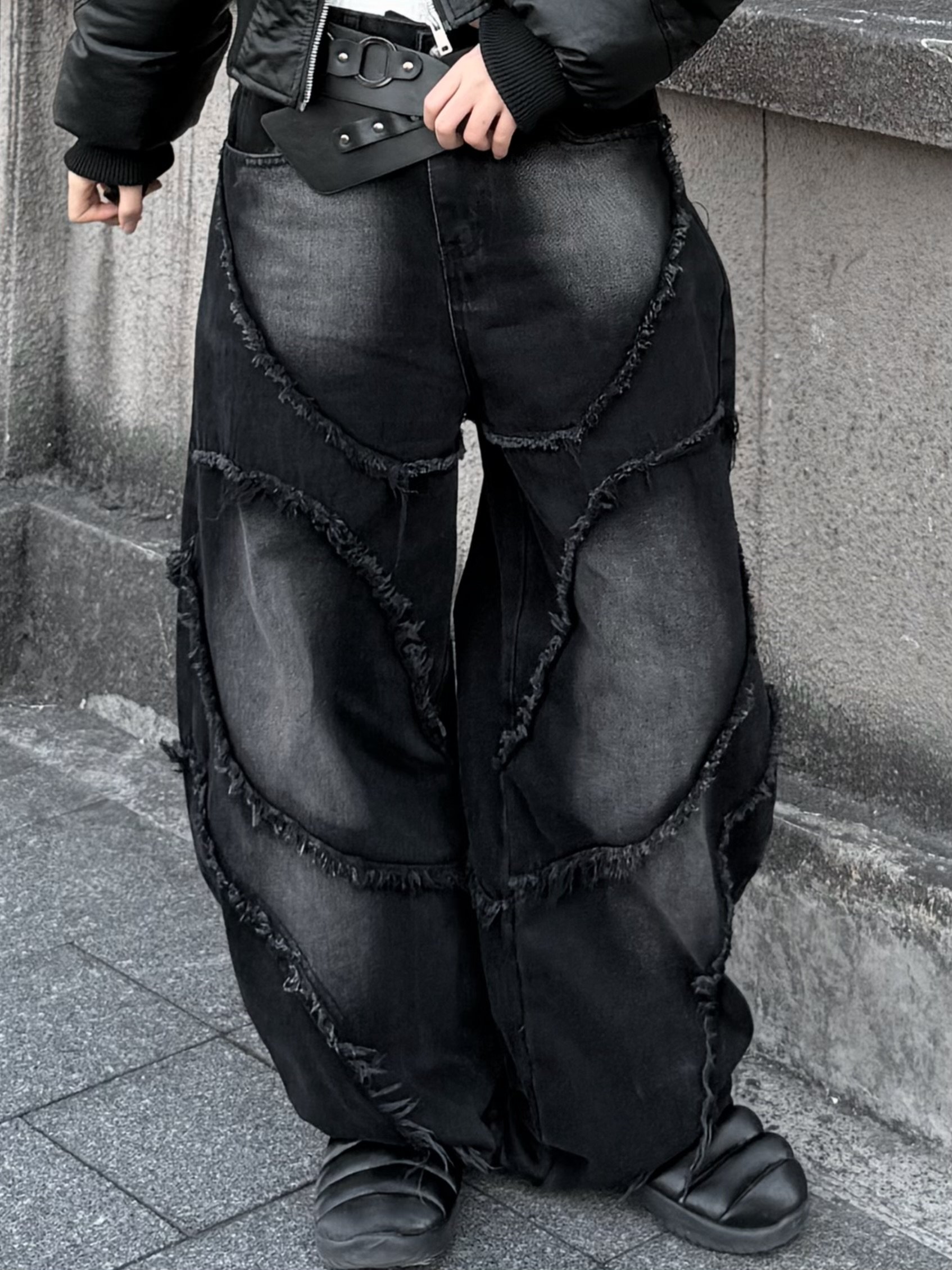 高階重磅小眾彎刀牛仔褲