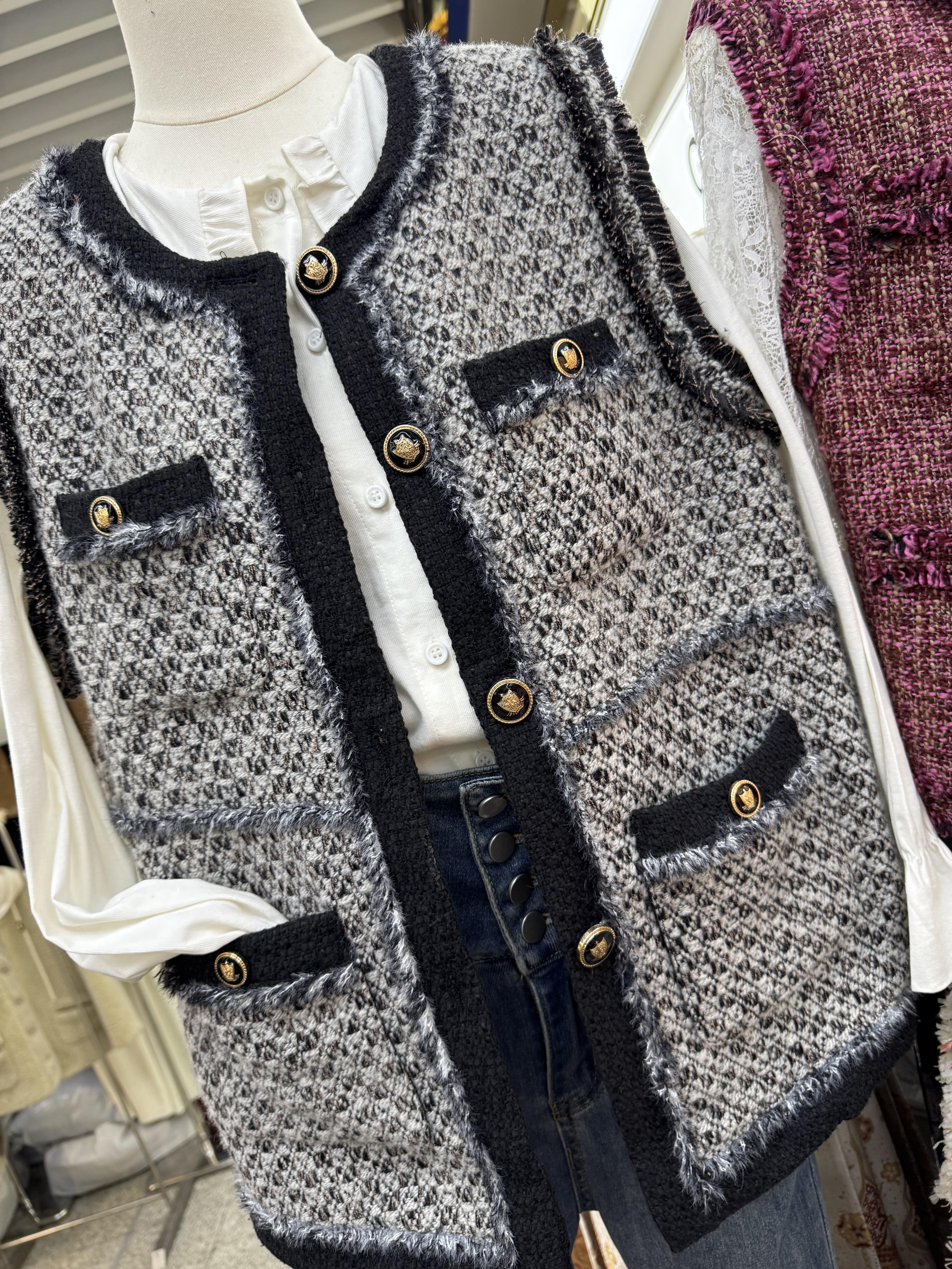 小香風毛呢背心