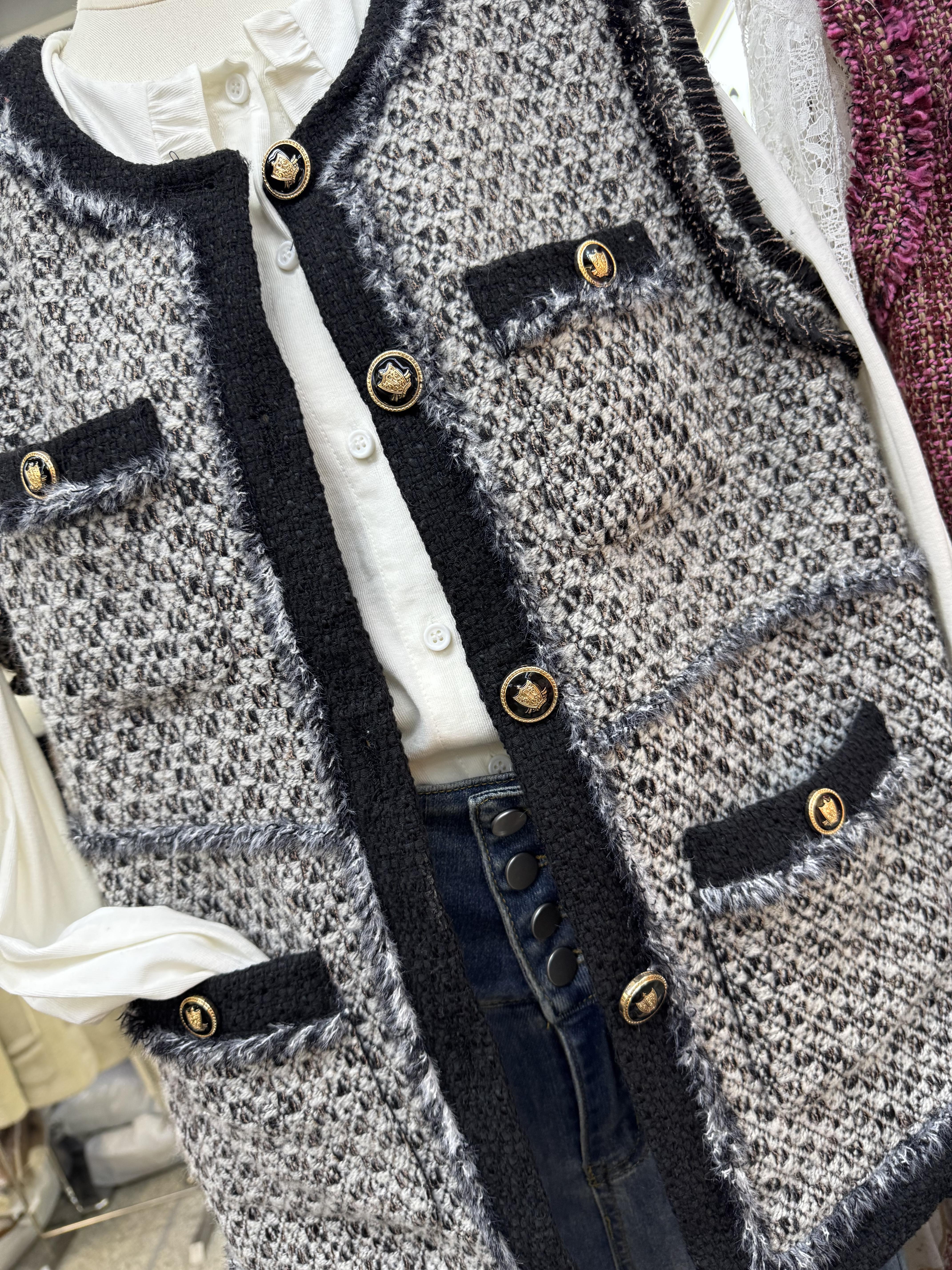 小香風毛呢背心