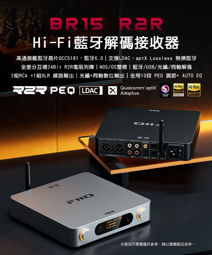 FIIO BR15 R2R 藍牙解碼接收器 Hi-Fi無損藍牙 LDAC aptX Lossless R2R DAC