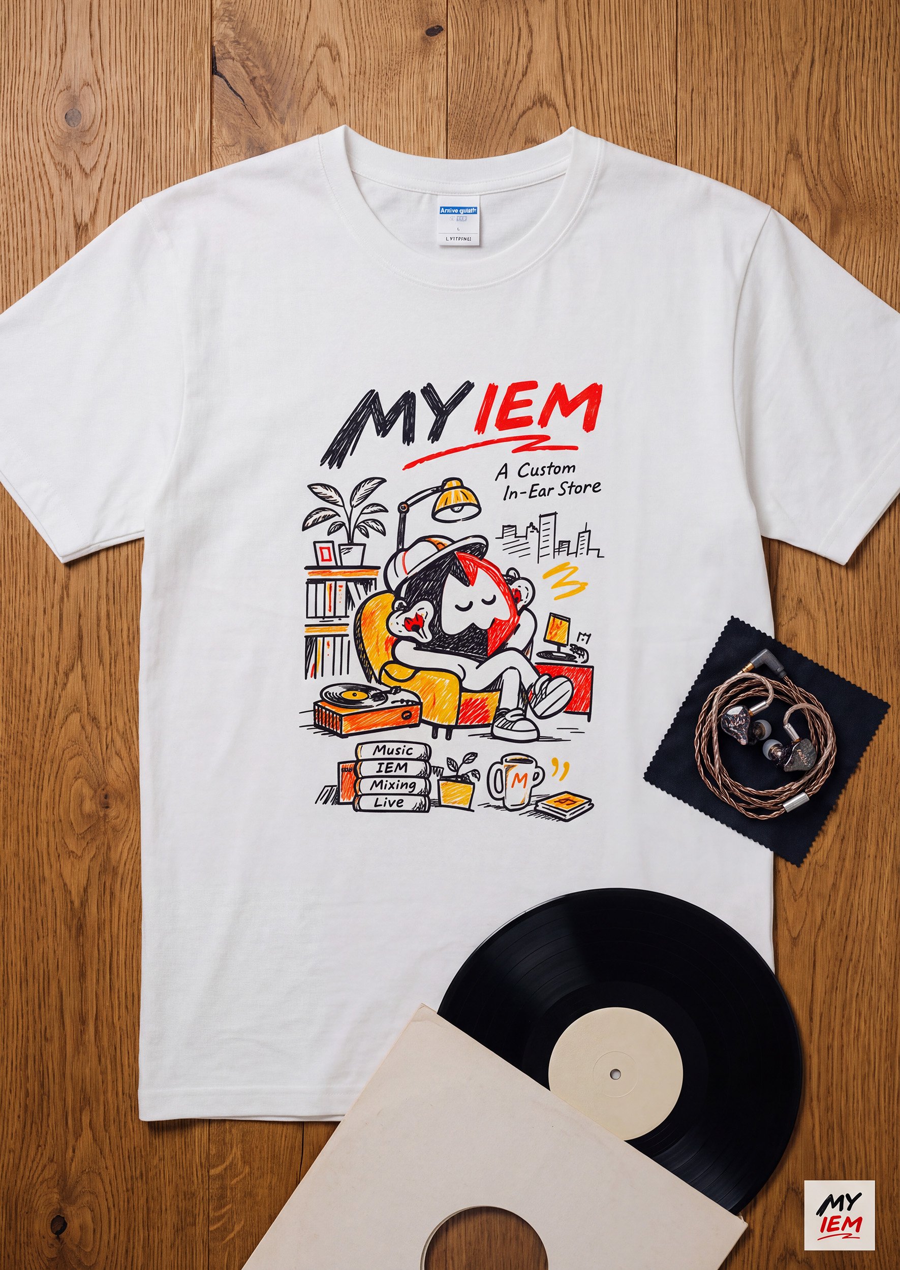 MY IEM - Music Lifestyle Tee 音樂生活插畫短袖 T 恤｜白色