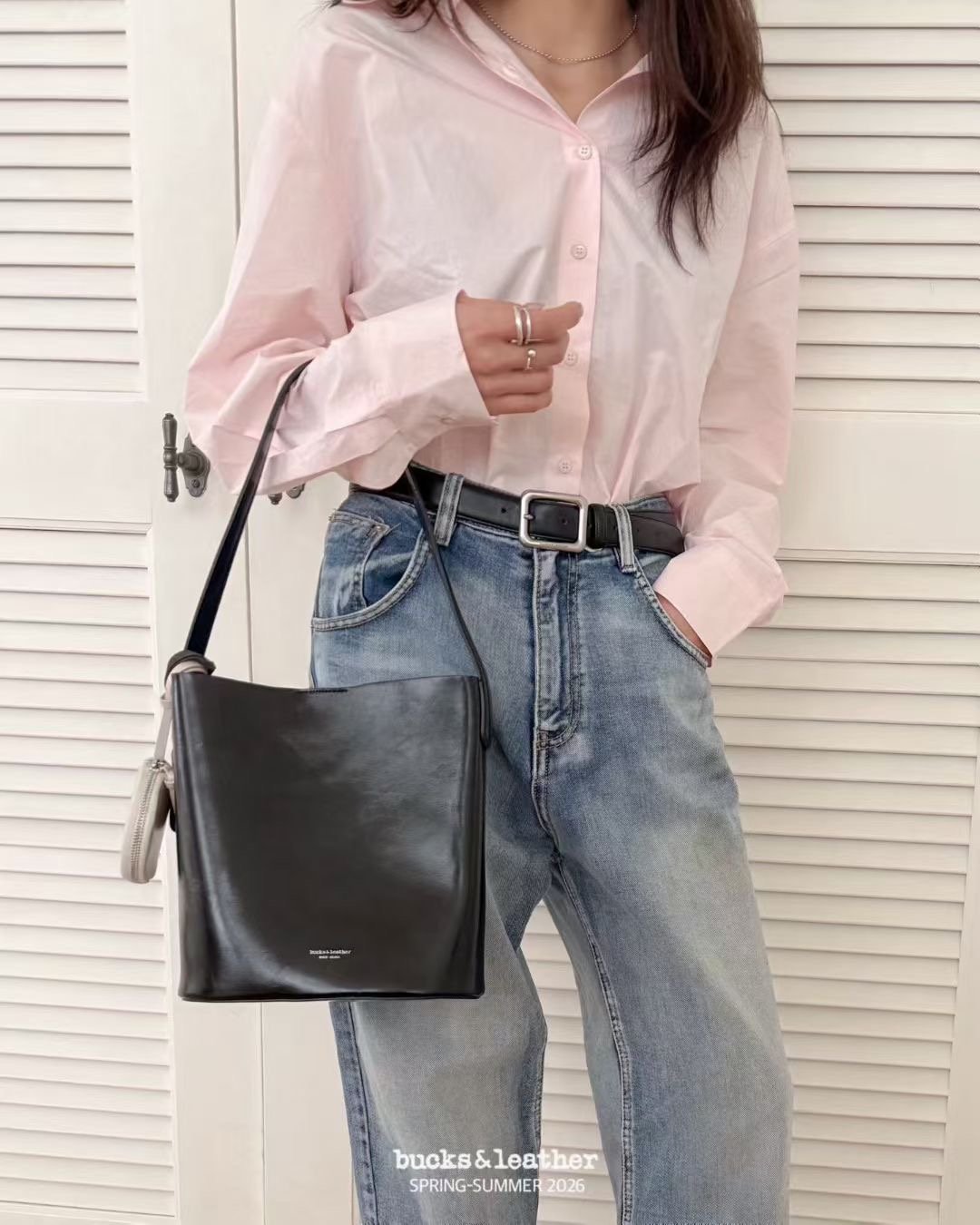 B49 Bucks&Leather  26年新款！牛皮大容量水桶包 (附零錢包)