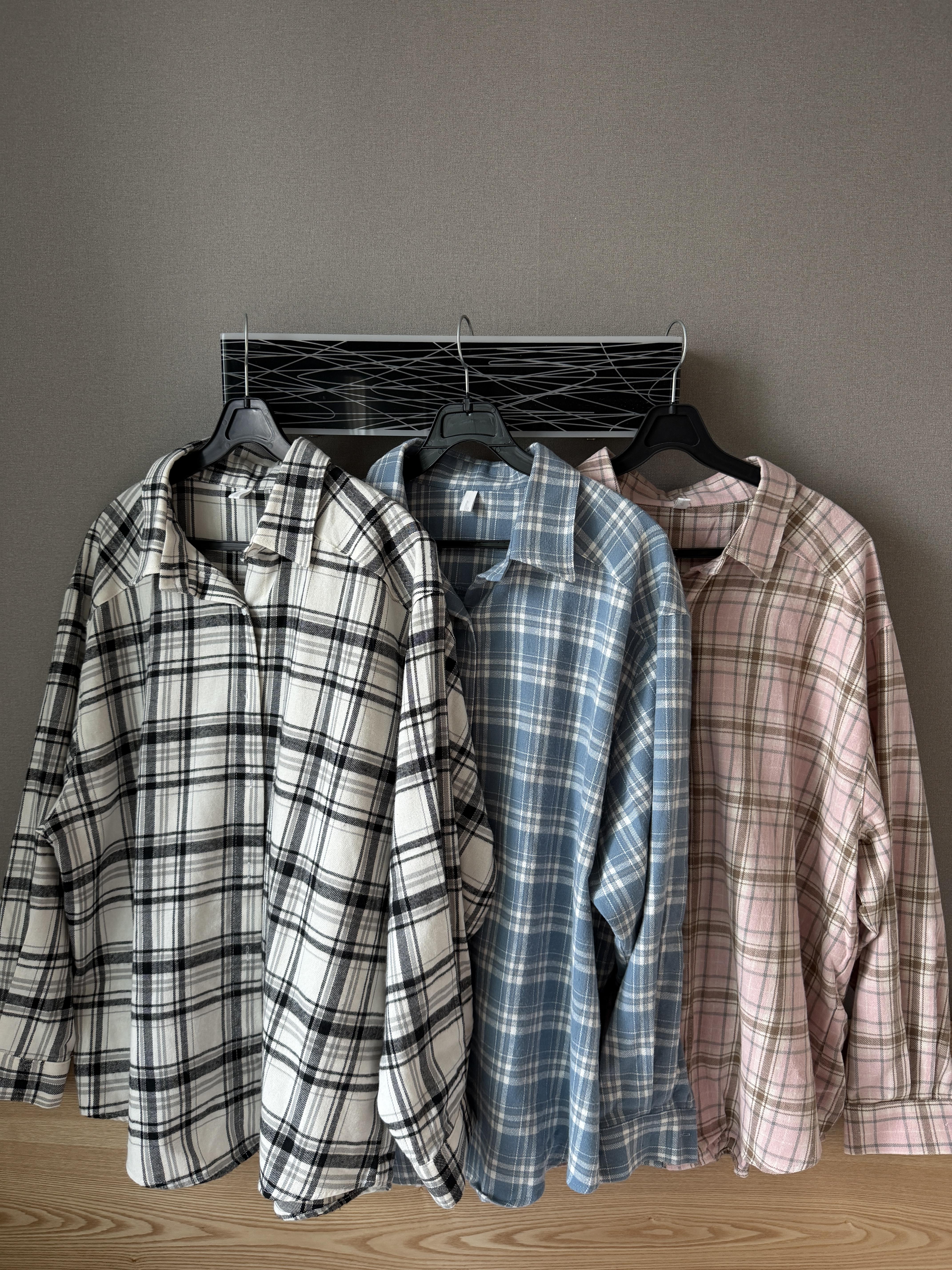 BB01 舒服格紋寬鬆襯衫 3色