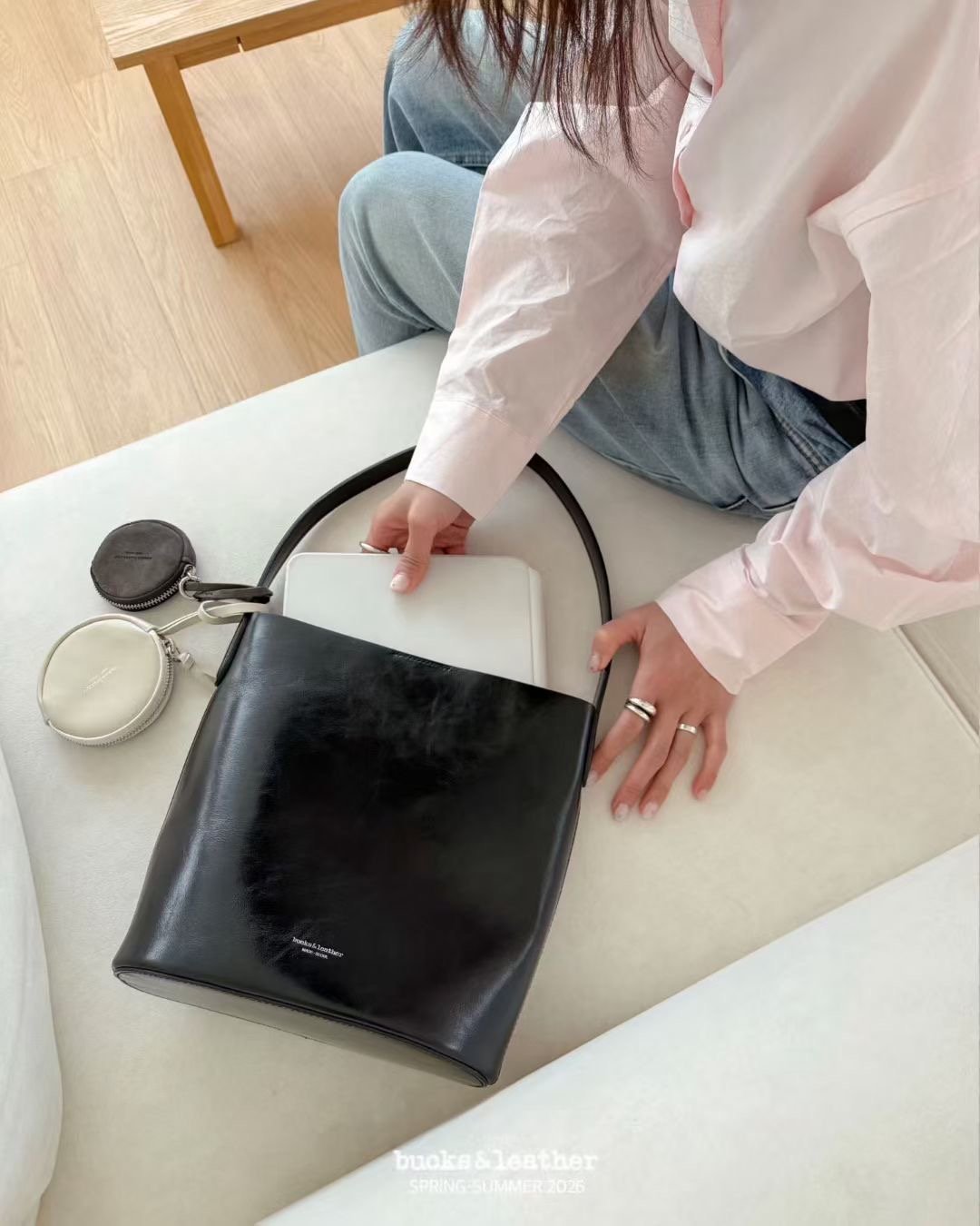 B49 Bucks&Leather  26年新款！牛皮大容量水桶包 (附零錢包)