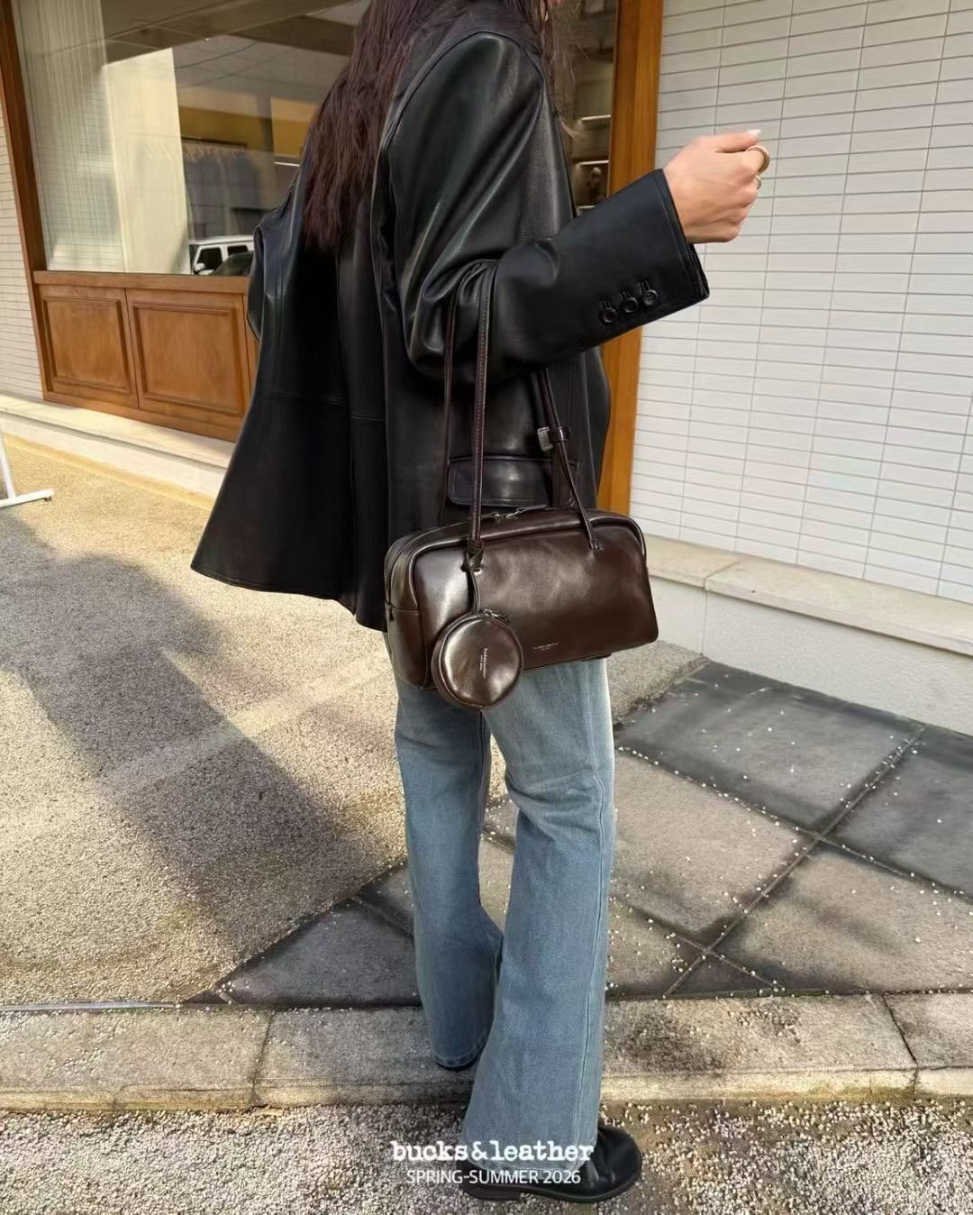 B42 Bucks&Leather  26年新款！推！大款 牛皮光滑亮面法式吐司包