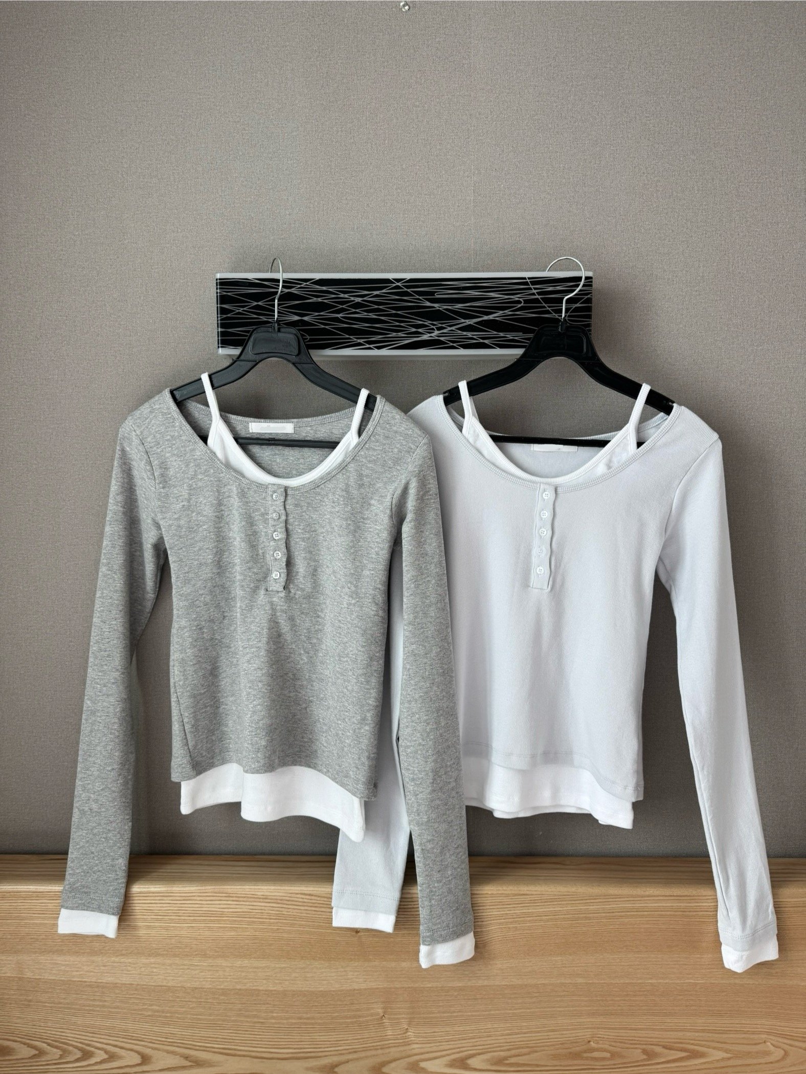 BB07 假兩件設計感長袖上衣 2色