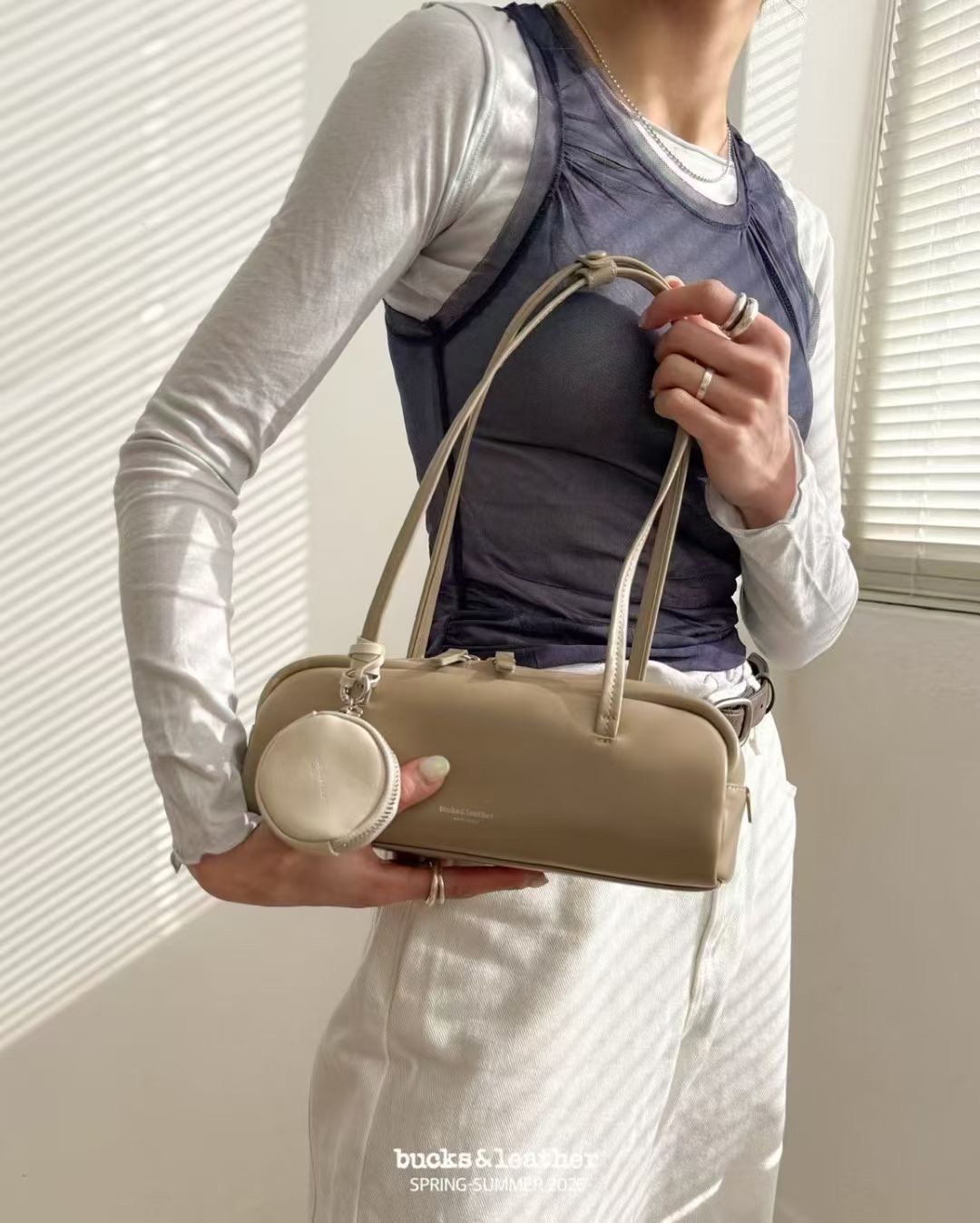 B47 Bucks&Leather  26年新款！小款 牛皮光滑亮面法式吐司包