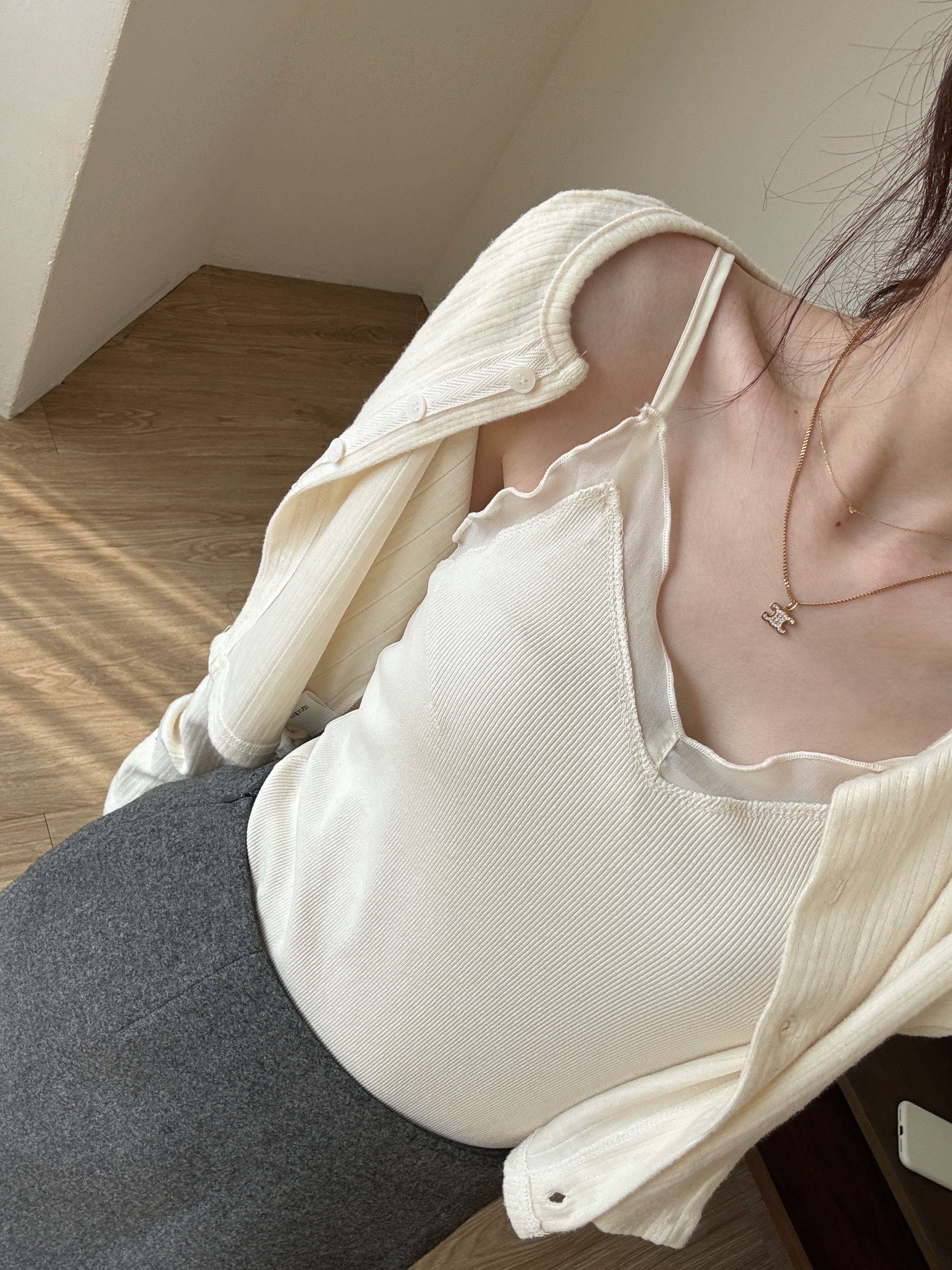 回歸) AC01 自留！內搭單穿都漂亮！網紗細肩小背心 3色