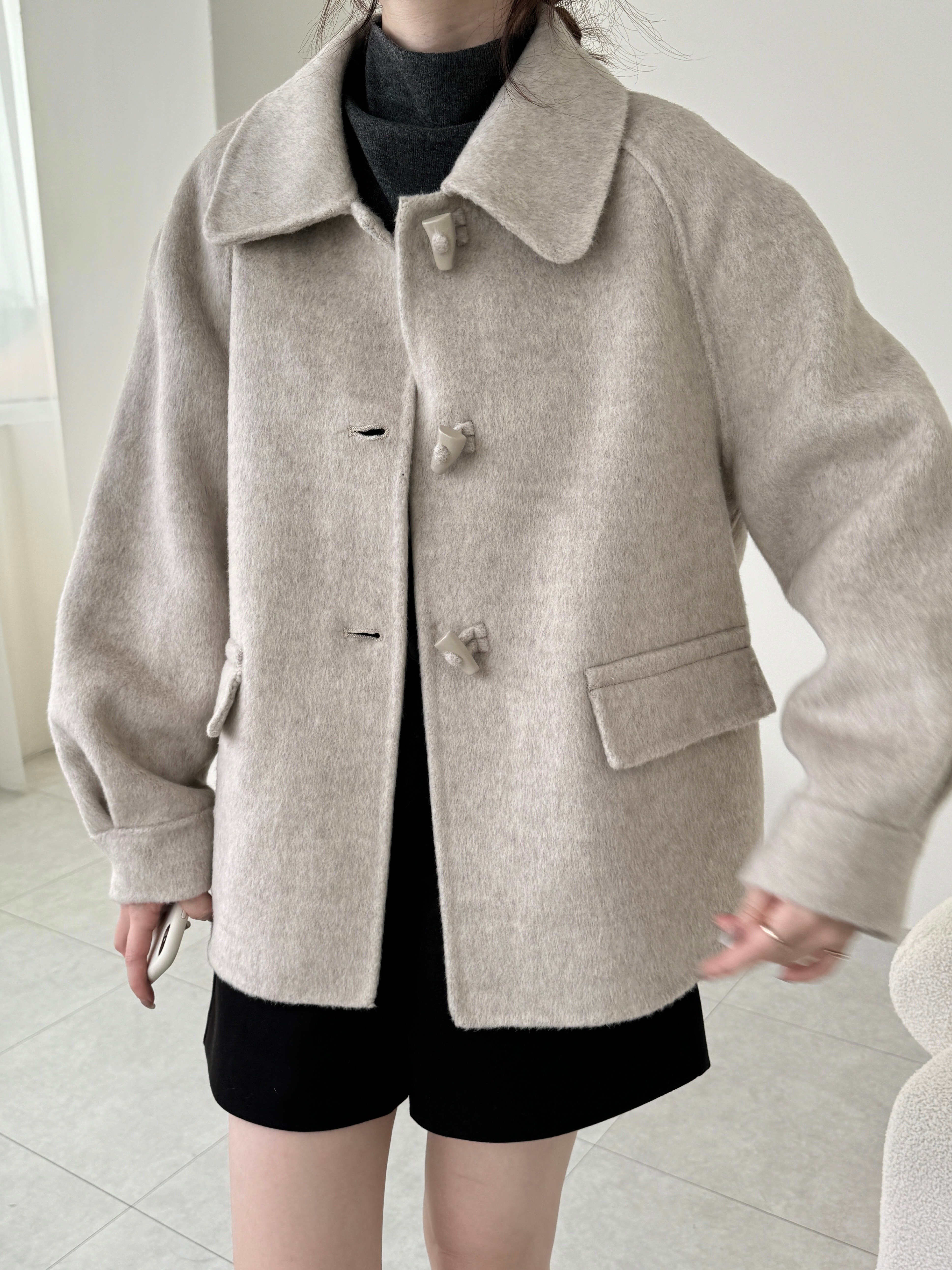 現貨 BEST！回歸) 牛角扣70%羊毛手工外套 2色