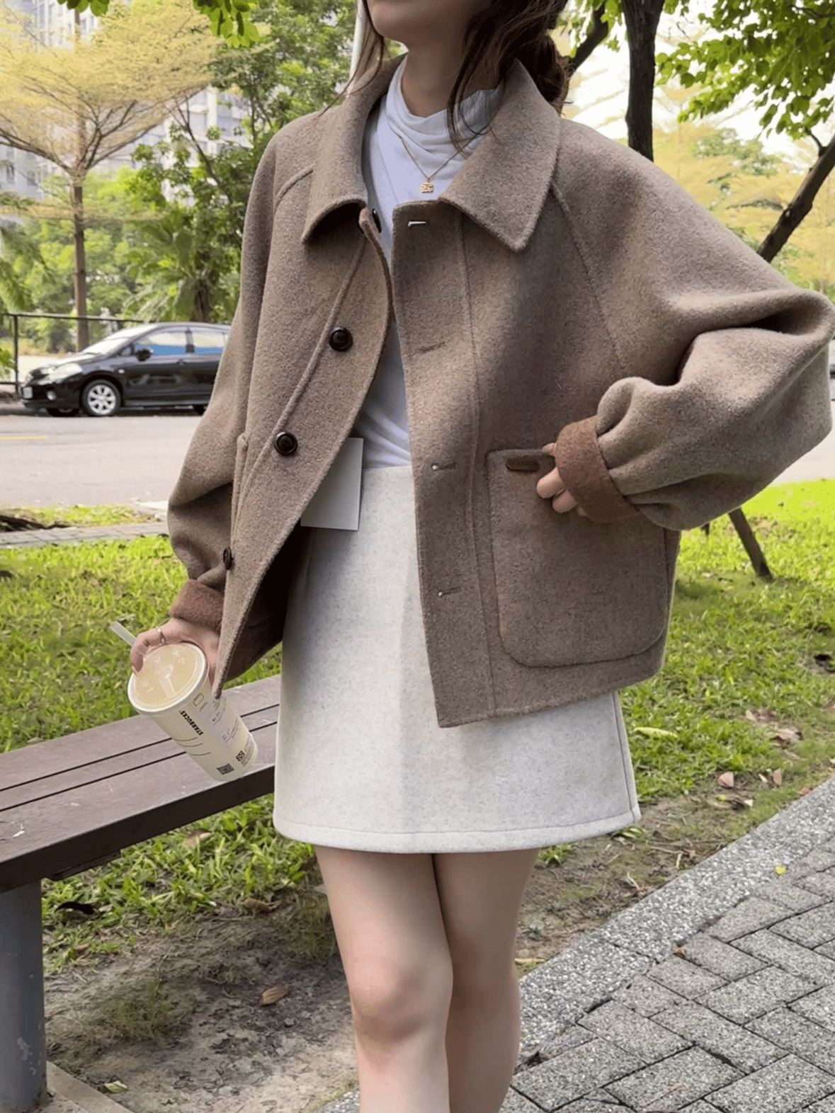 WHM01 大推薦！兩面穿100%羊毛手工大衣  (杏色賣場)