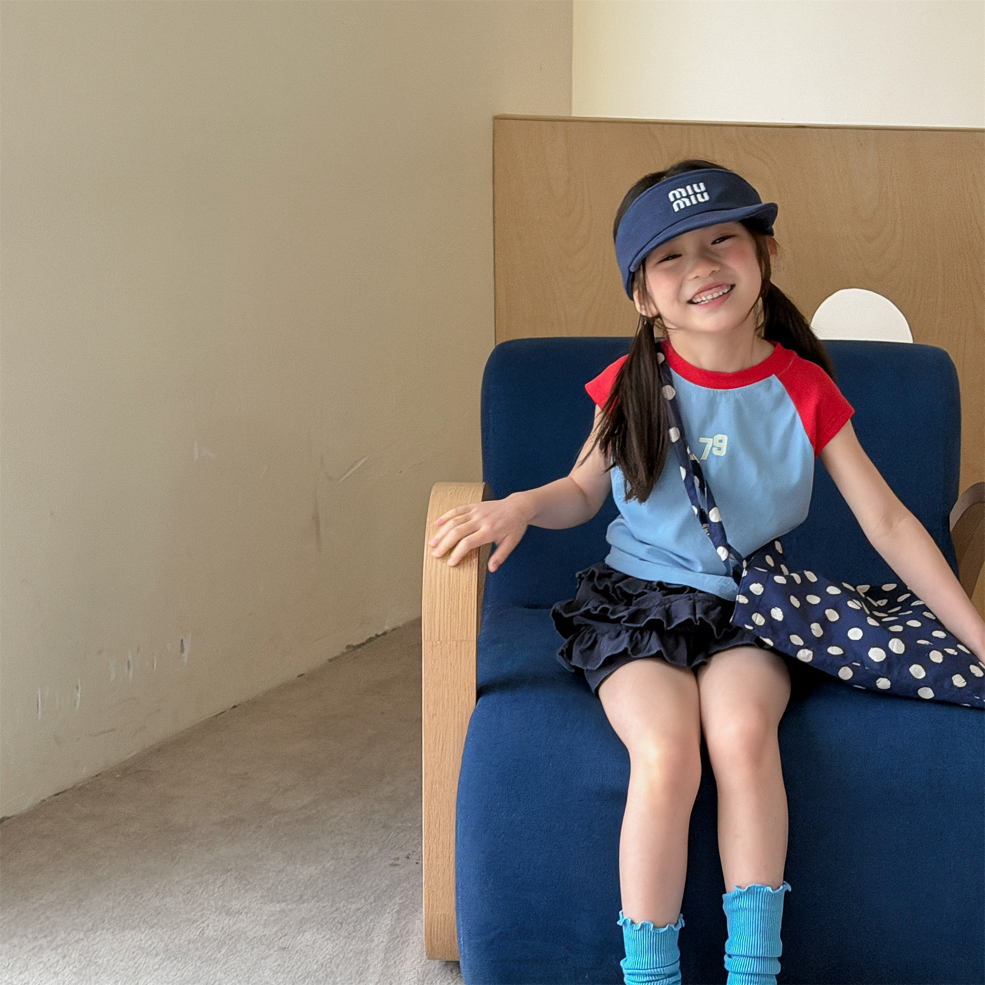 男女童數字79短T (藍/粉)