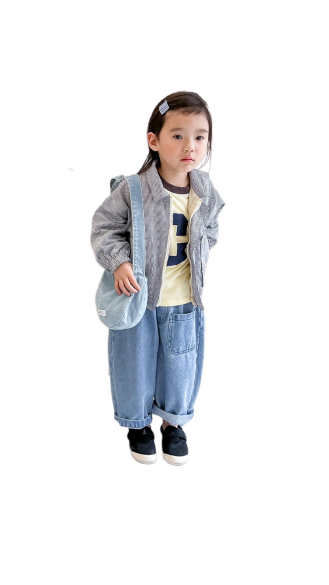 韓版男女童牛仔哈倫褲 (黑/藍)