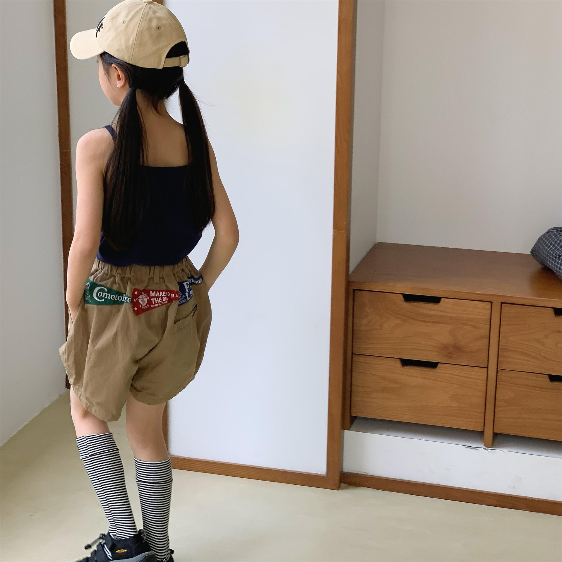 男女童打折三角旗短褲 (藏青/紅/卡其)