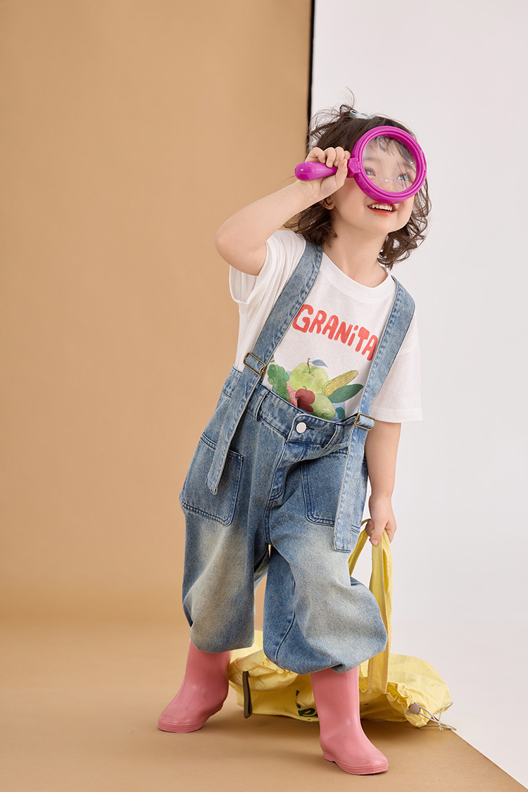 男女童水桶吊帶褲