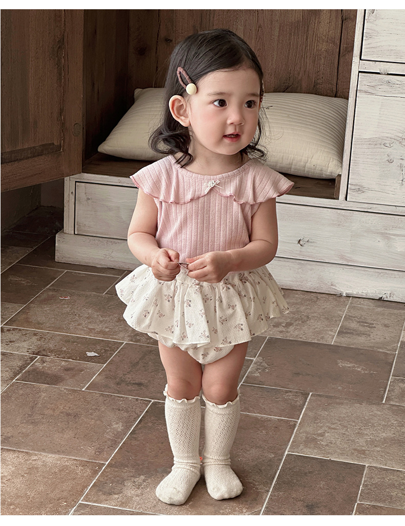 大領邊背心/小花包屁裙