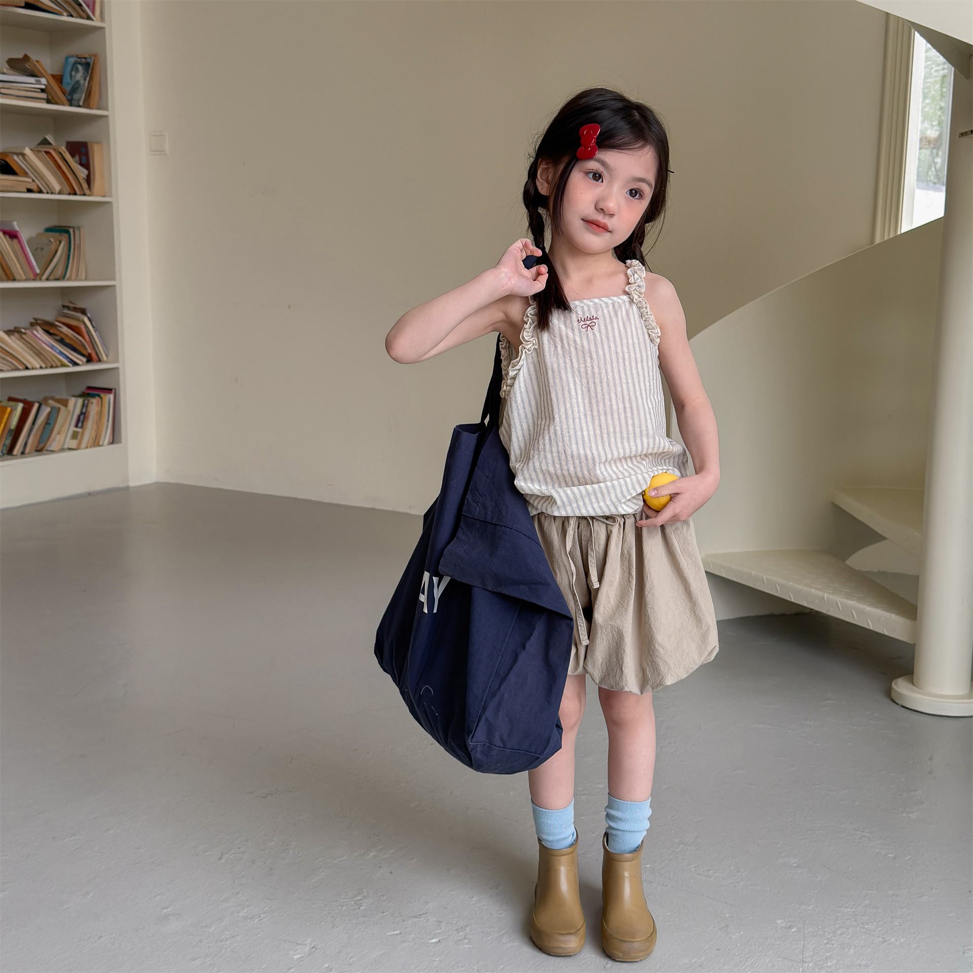 造型花苞短褲 (卡其/藏青)