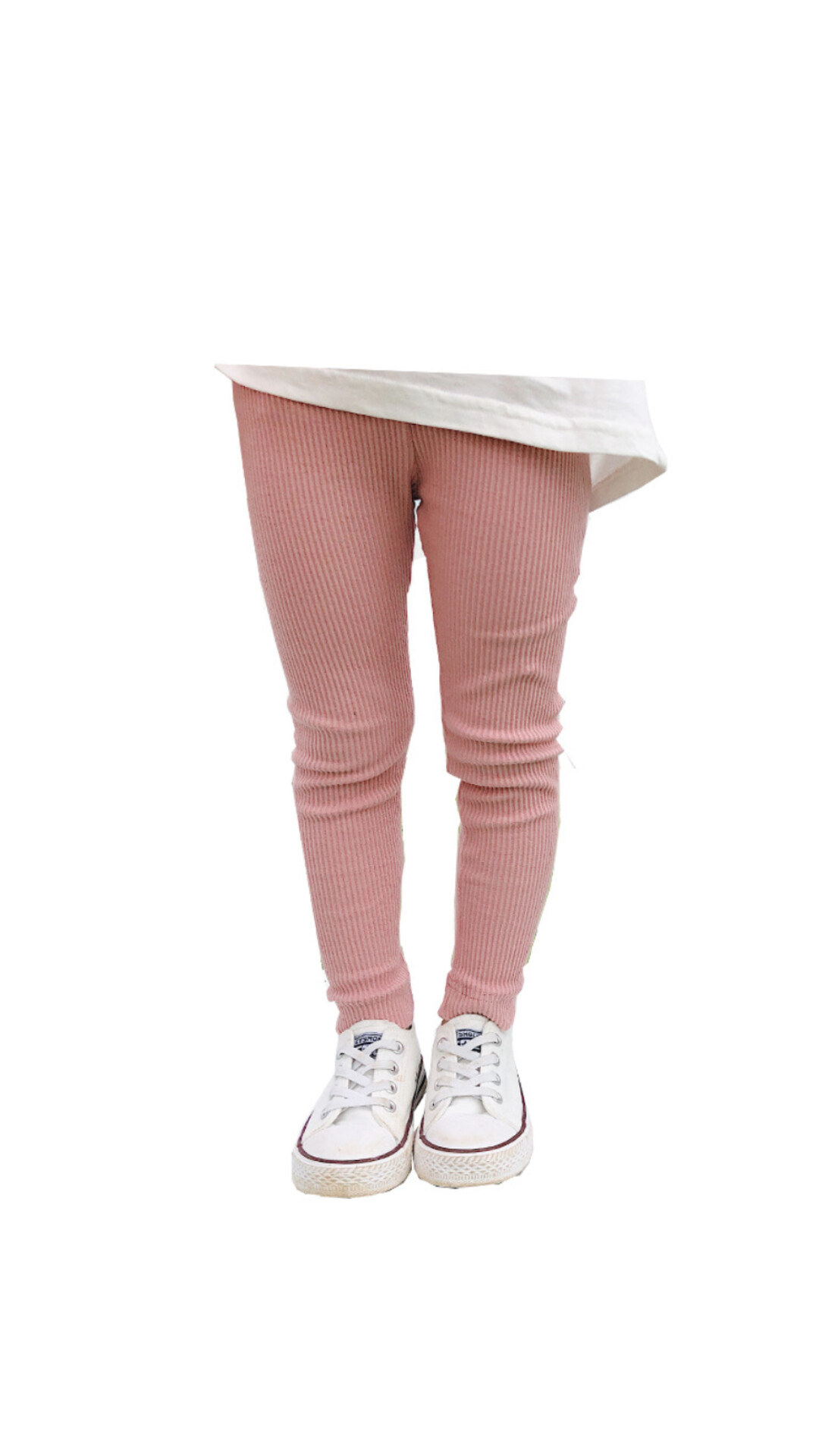 坑條內搭褲 (粉)