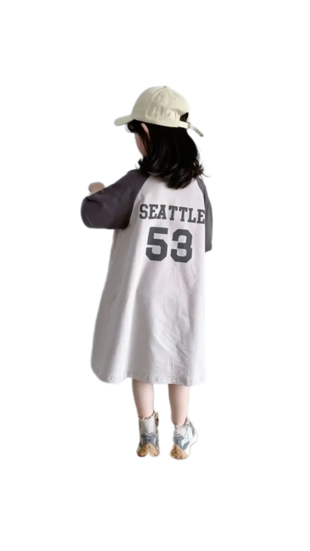 印花t恤洋裝 (杏色)