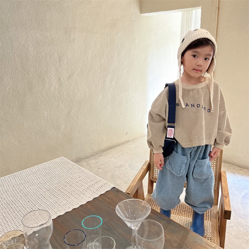 男女童燈心絨哈倫褲 (咖/藍)