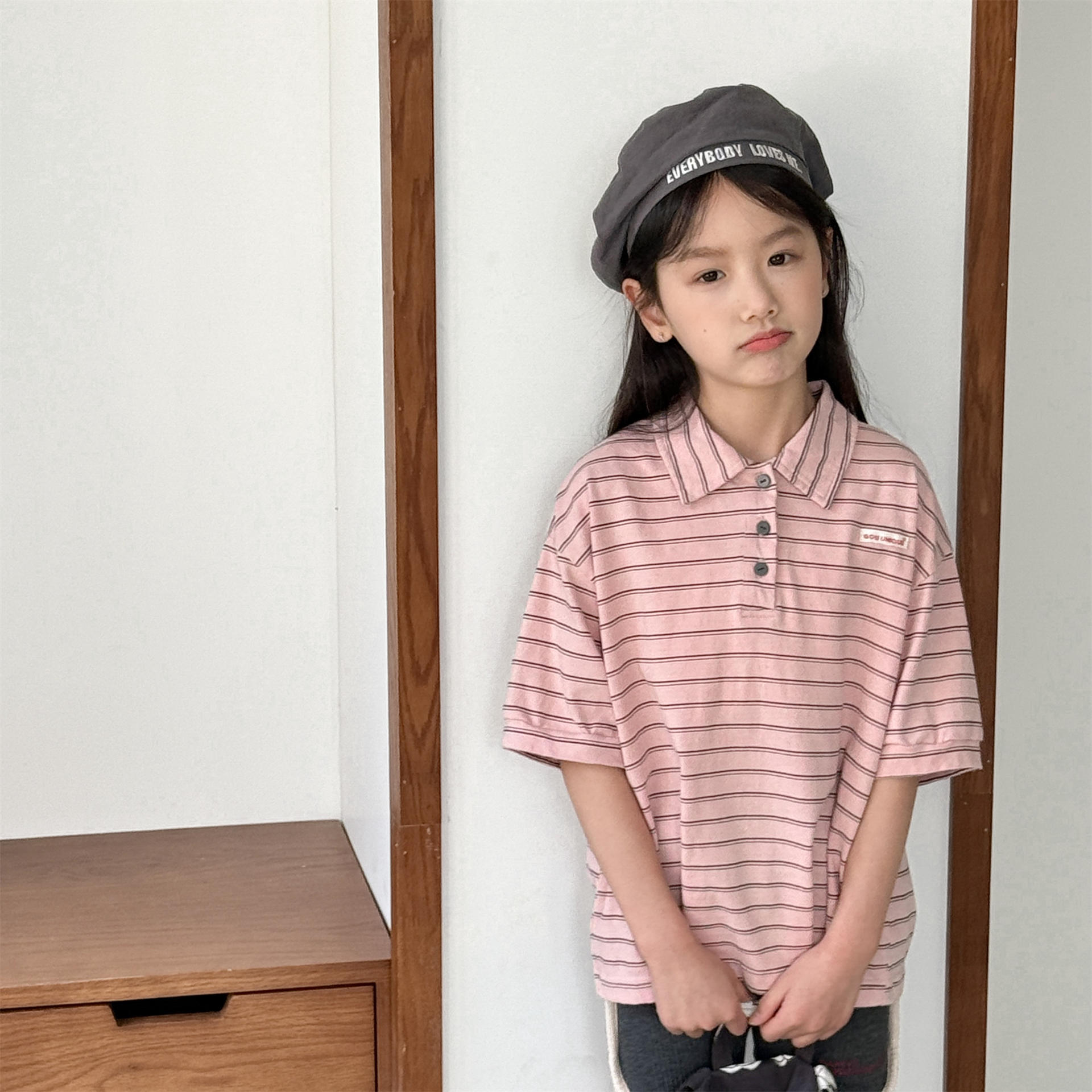 男女童條紋polo衫 (米/粉) 男女童條紋polo衫 (米/粉)