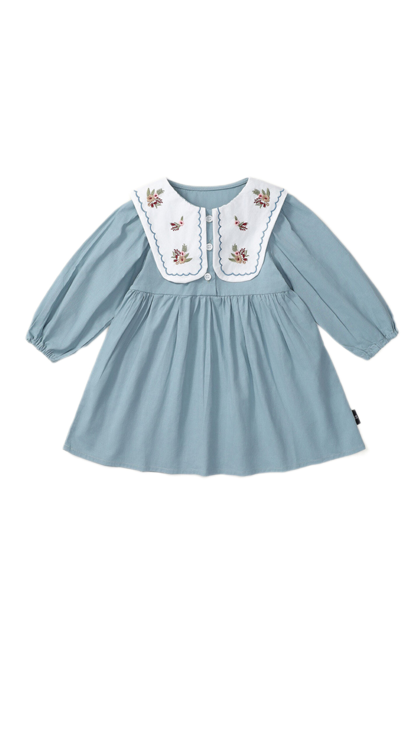 翻領刺繡連衣裙