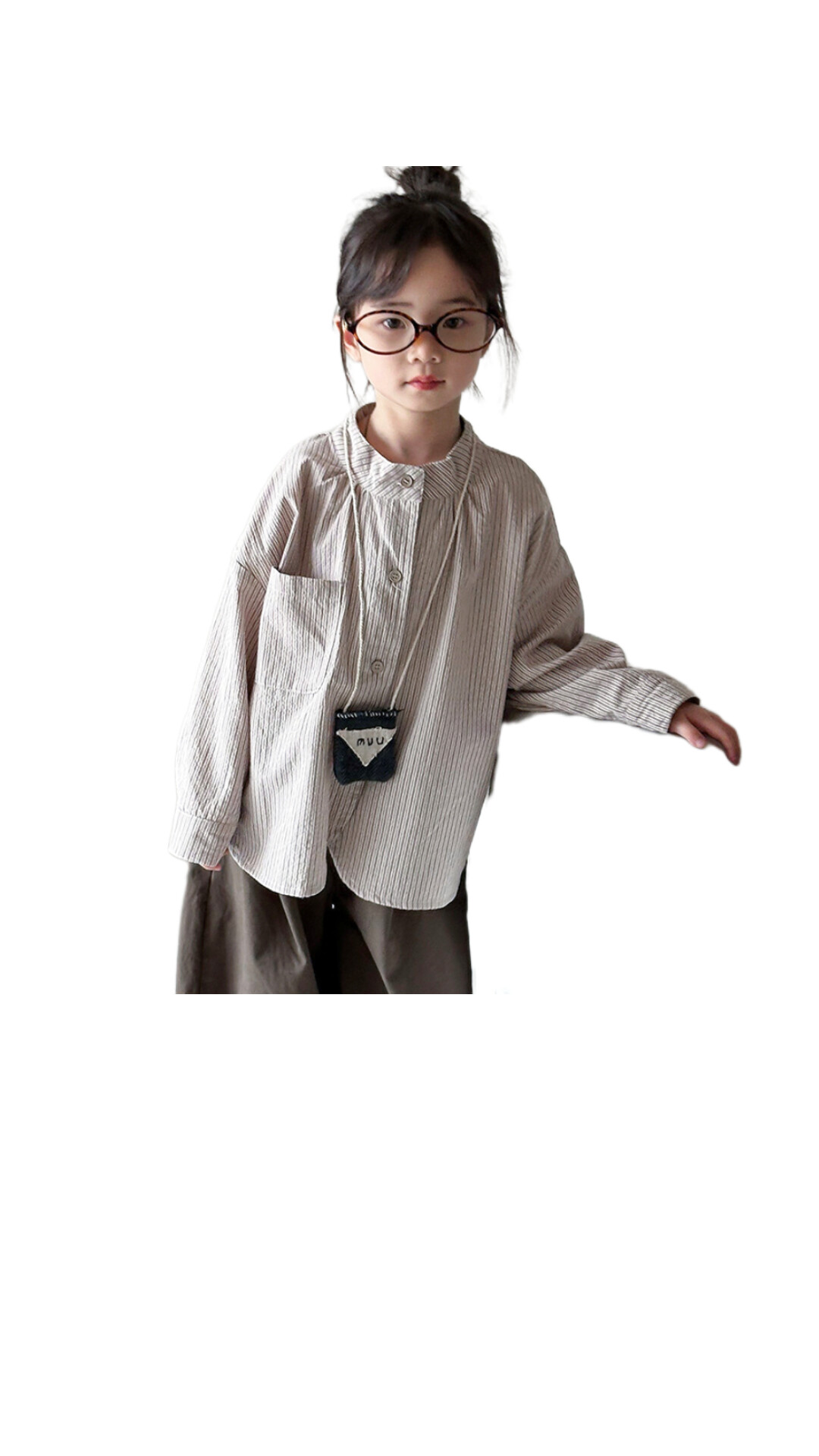 中山領直條襯衫(米/藍灰)