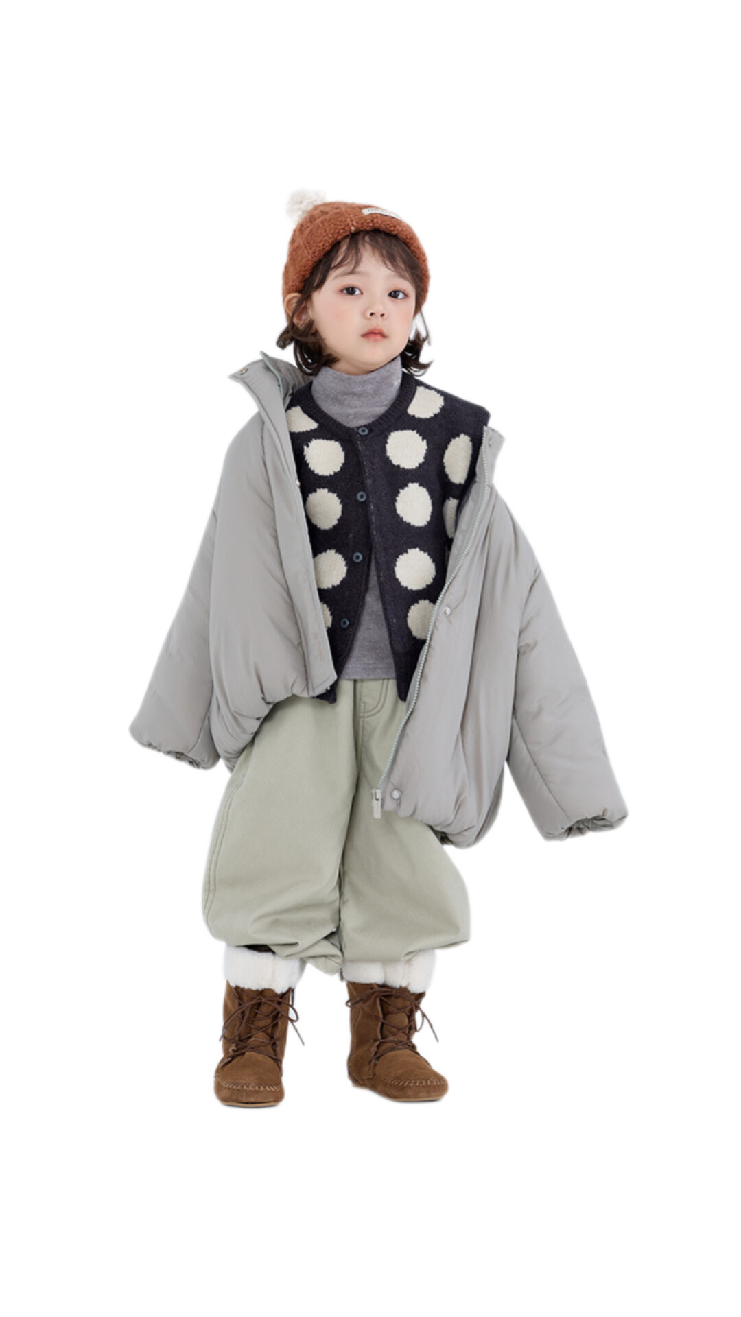 韓版男女童立领膨膨外套