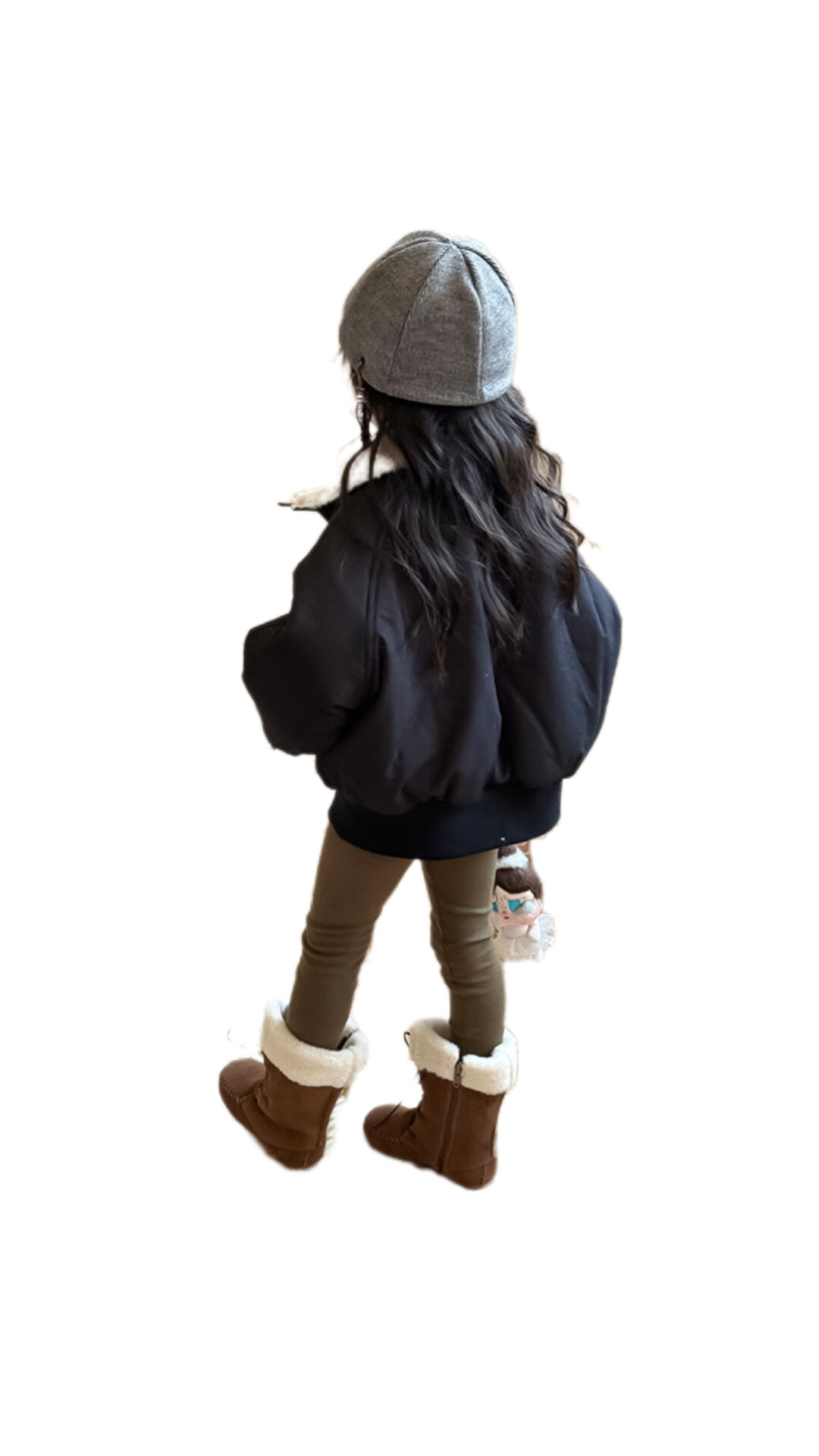 韓版男女童毛領外套 (咖/藍/黑)