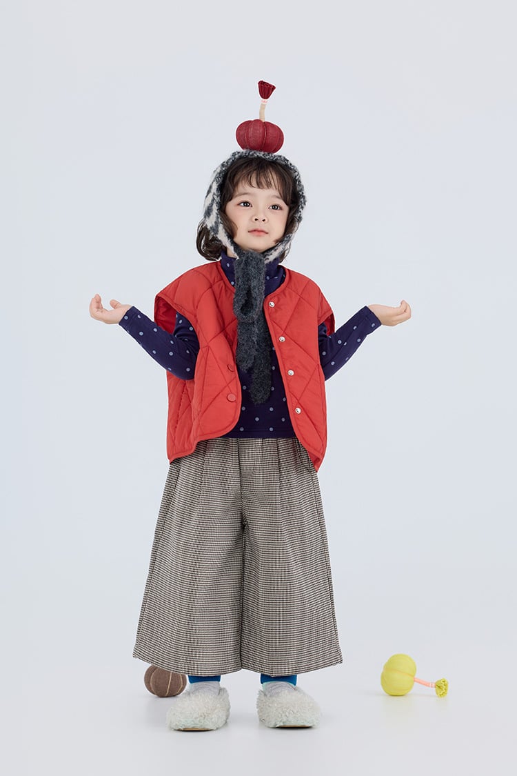 韓版男女童半高領點點上衣 (紅/藏藍)