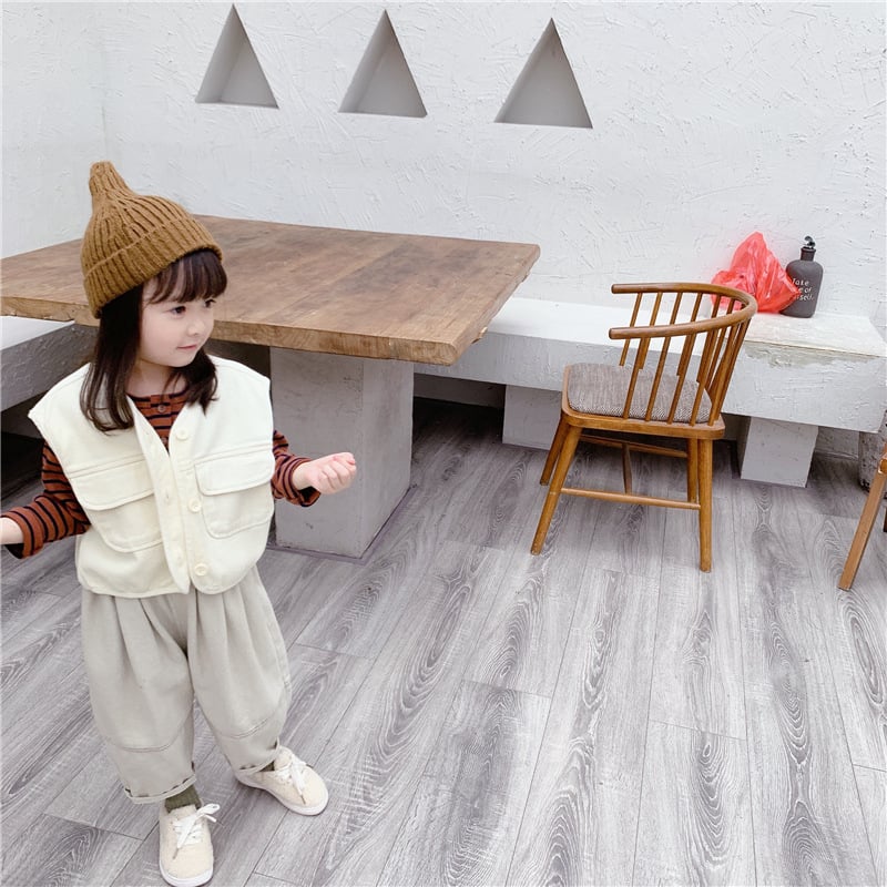 韓版男女童燈籠休閒褲 (灰/米)