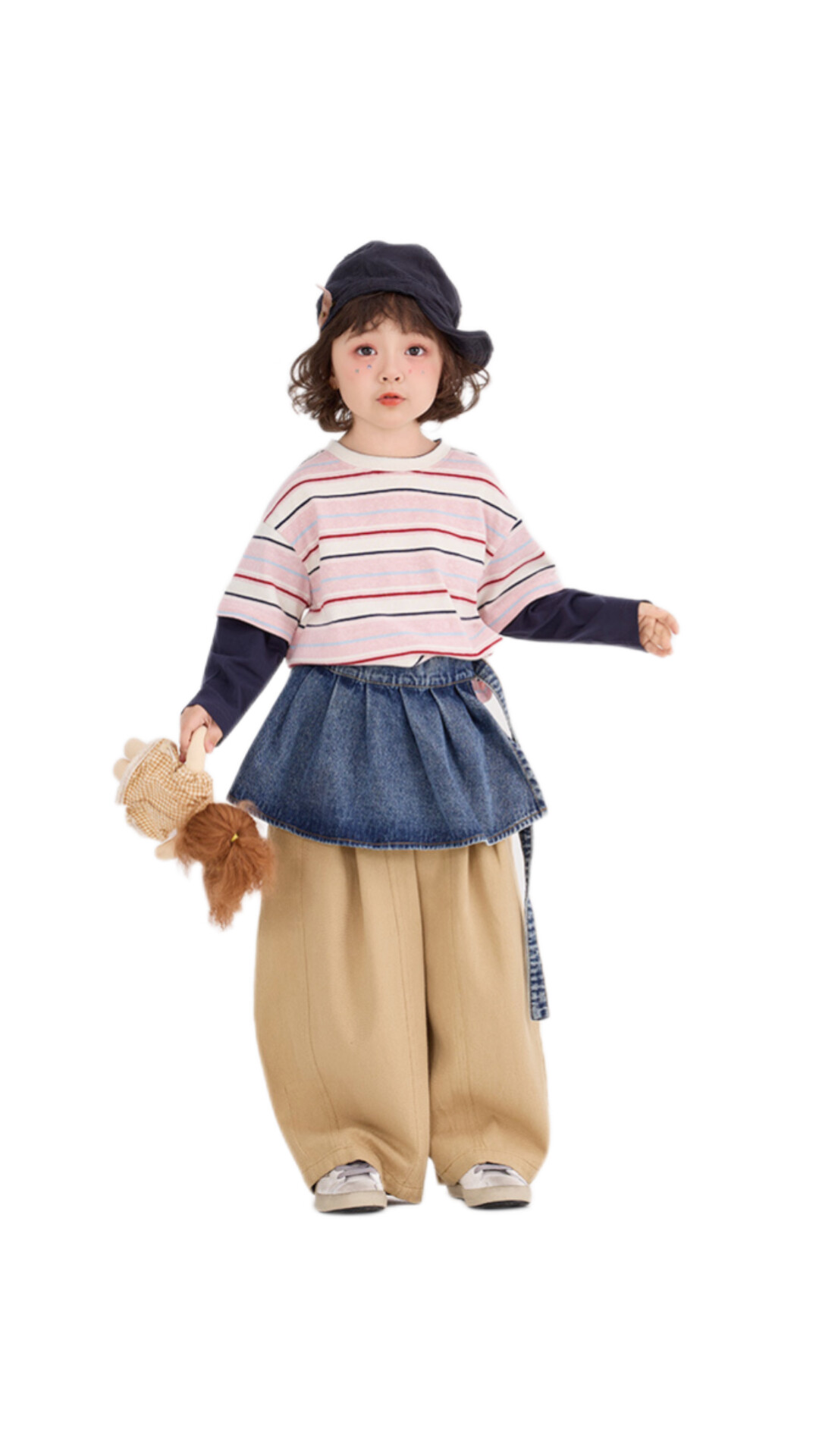 男女童假兩件條紋長T