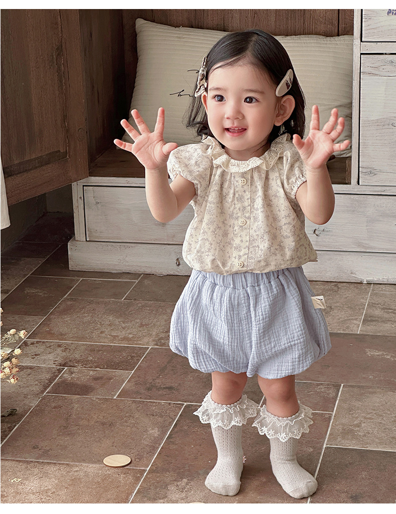 碎花花苞上衣/澎澎短褲